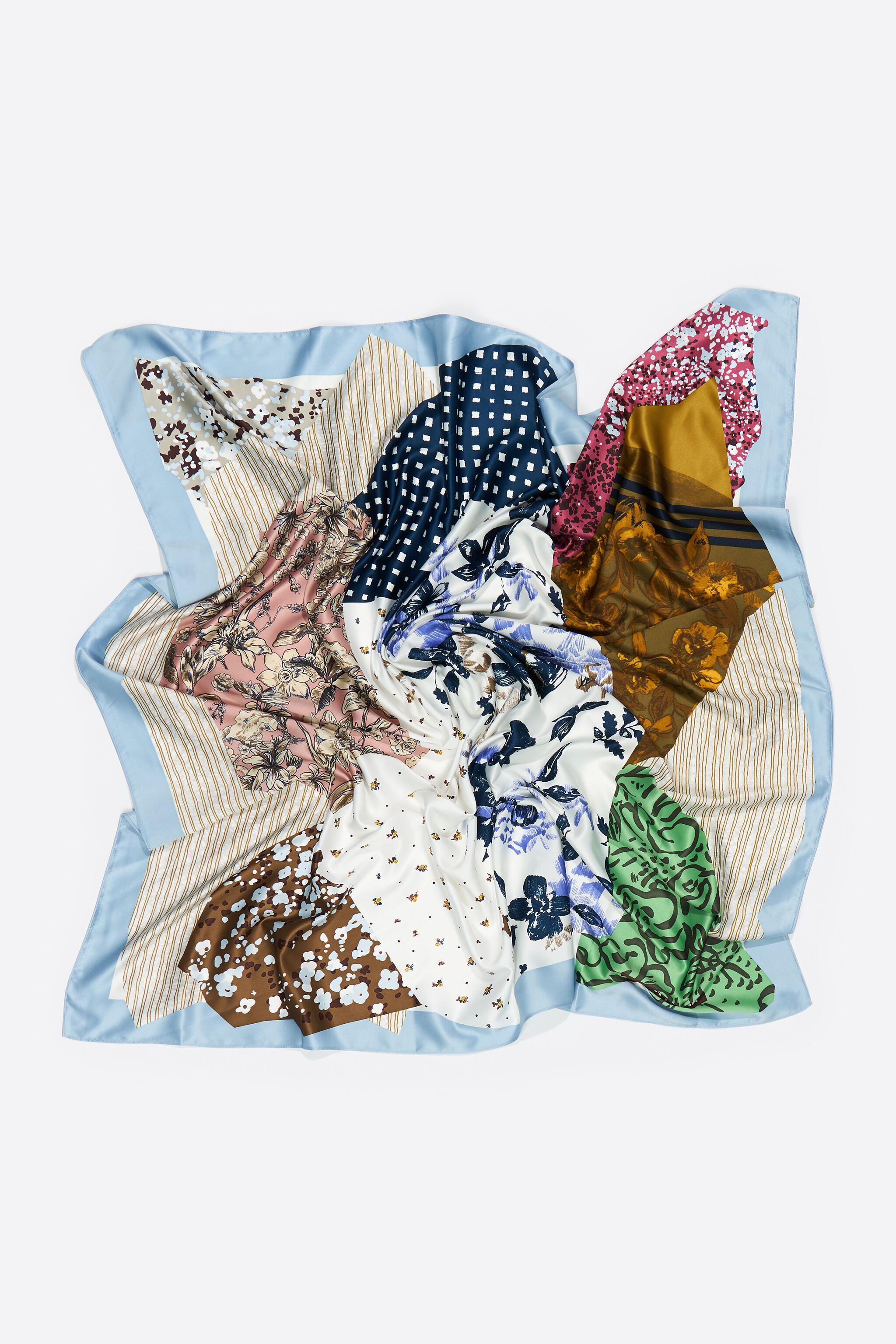 Blue collage print scarf