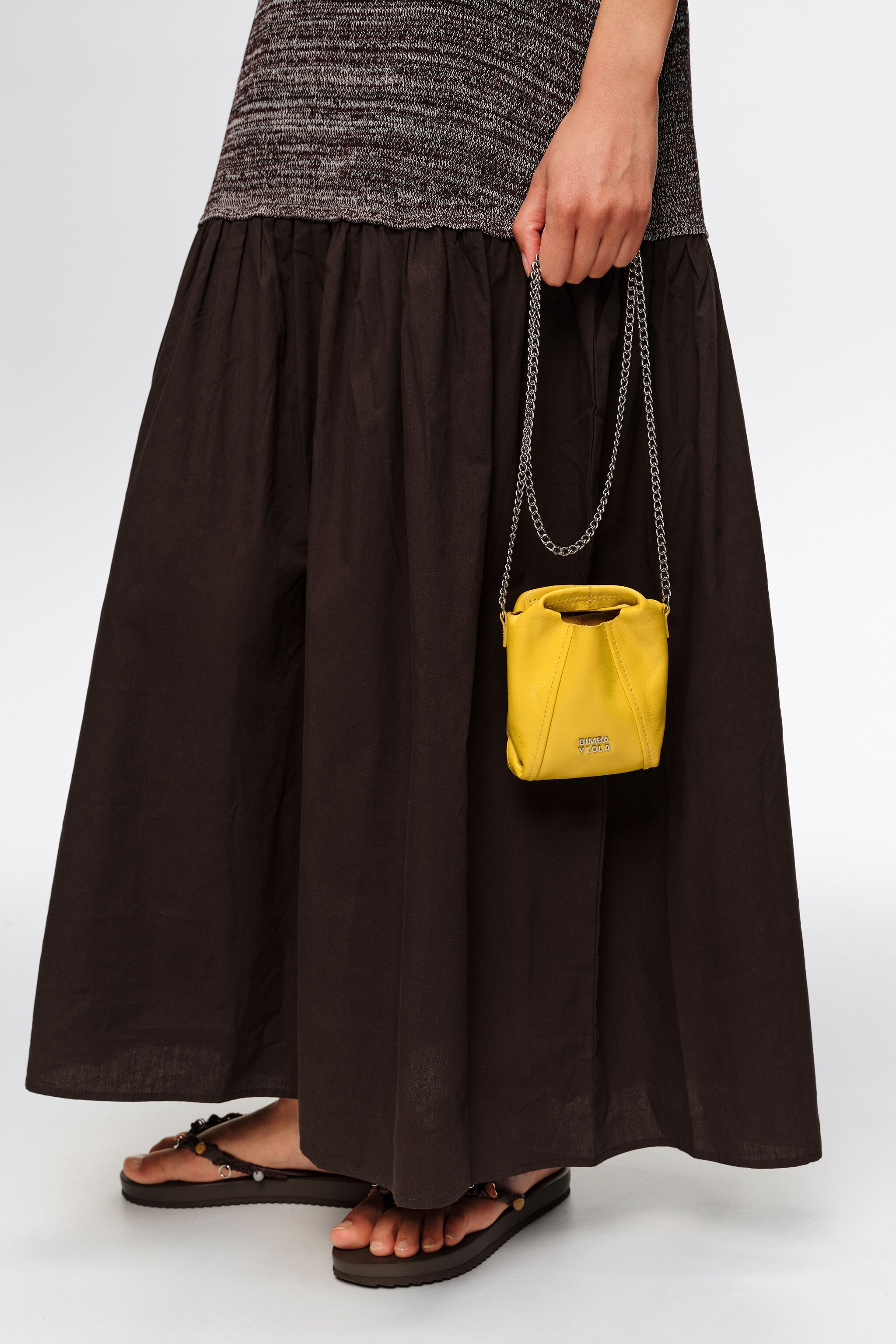 Micro yellow leather Paper crossbody bag