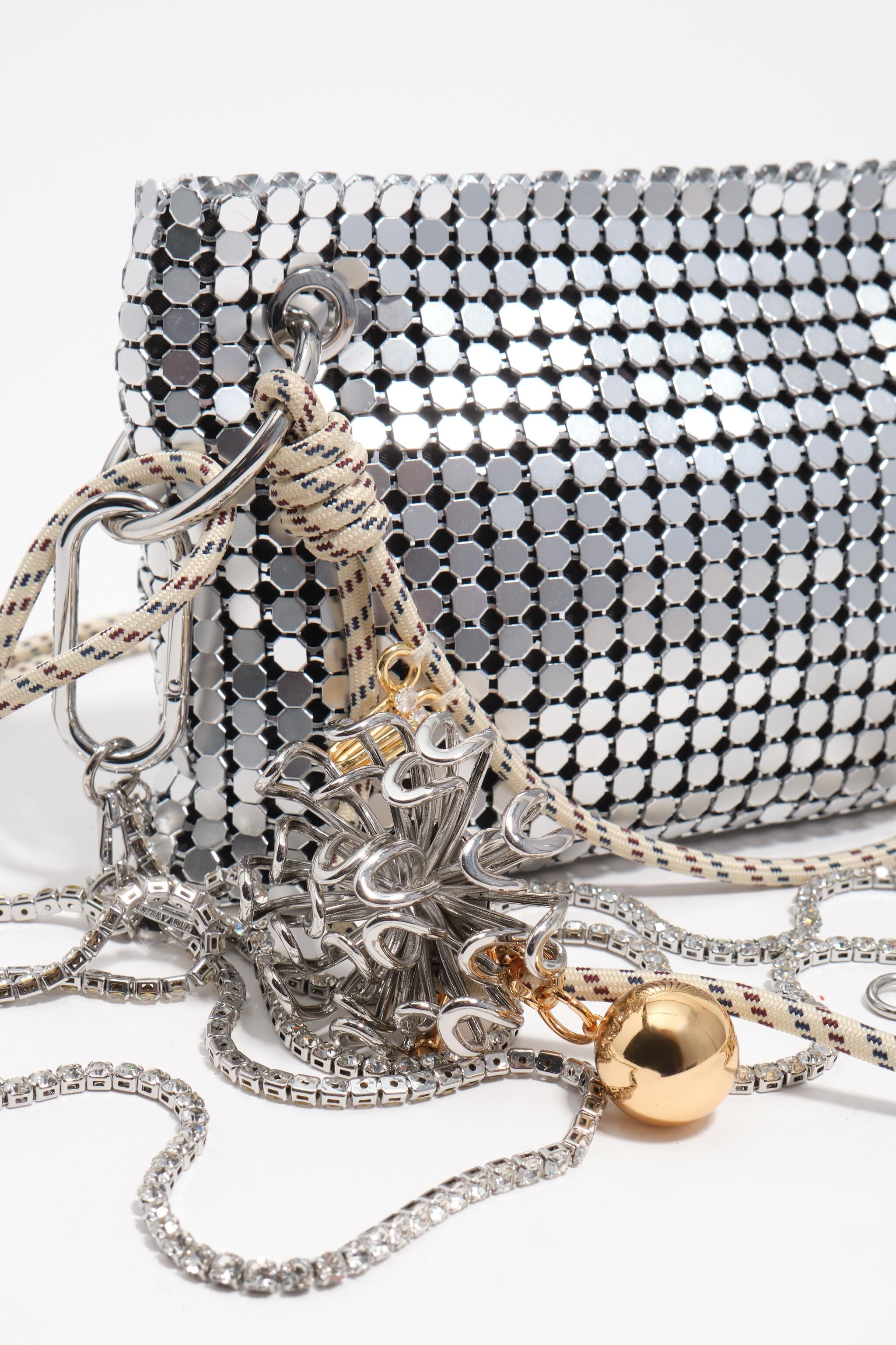Silver metallic mesh mini bag