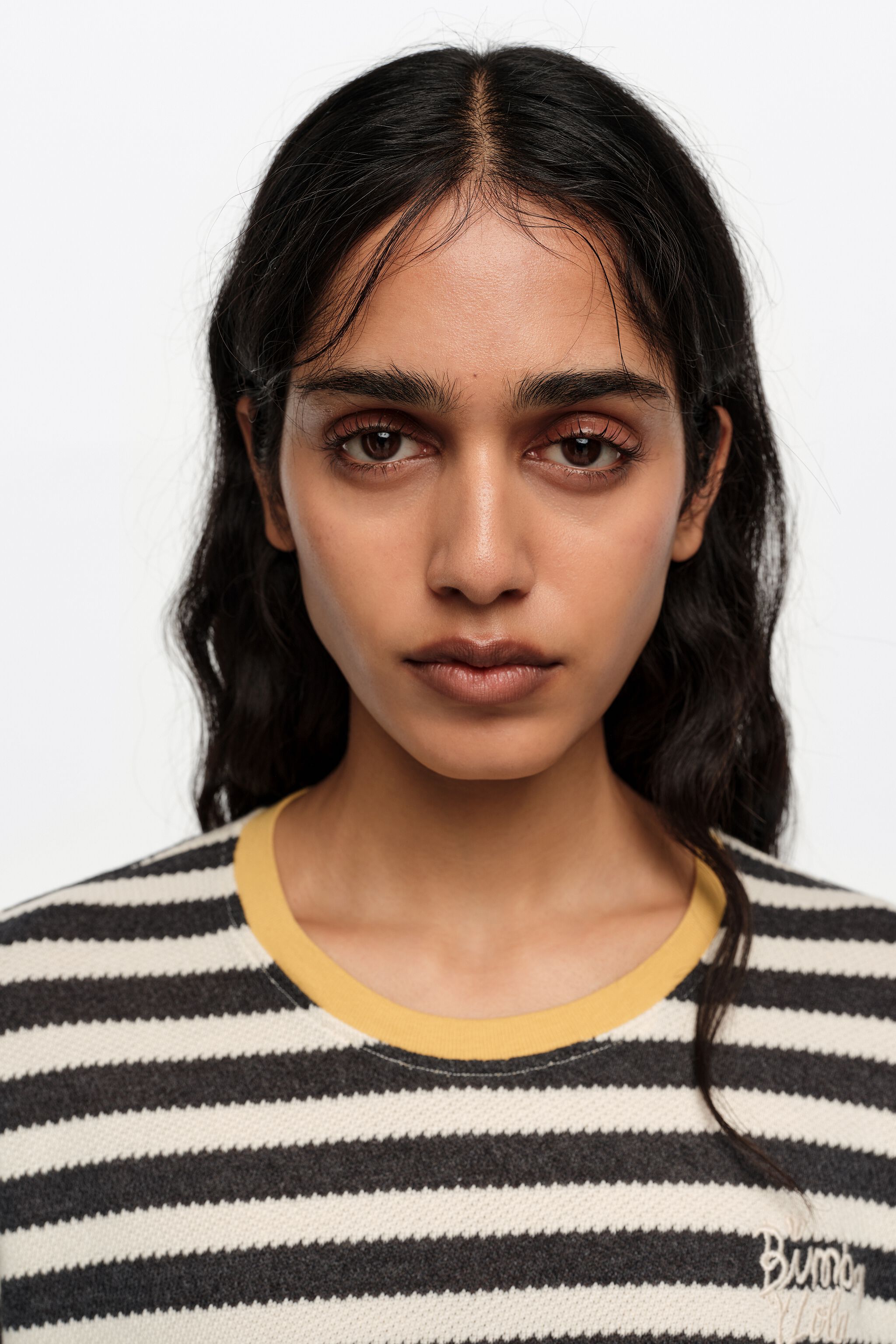 Black striped cotton boxy T-shirt