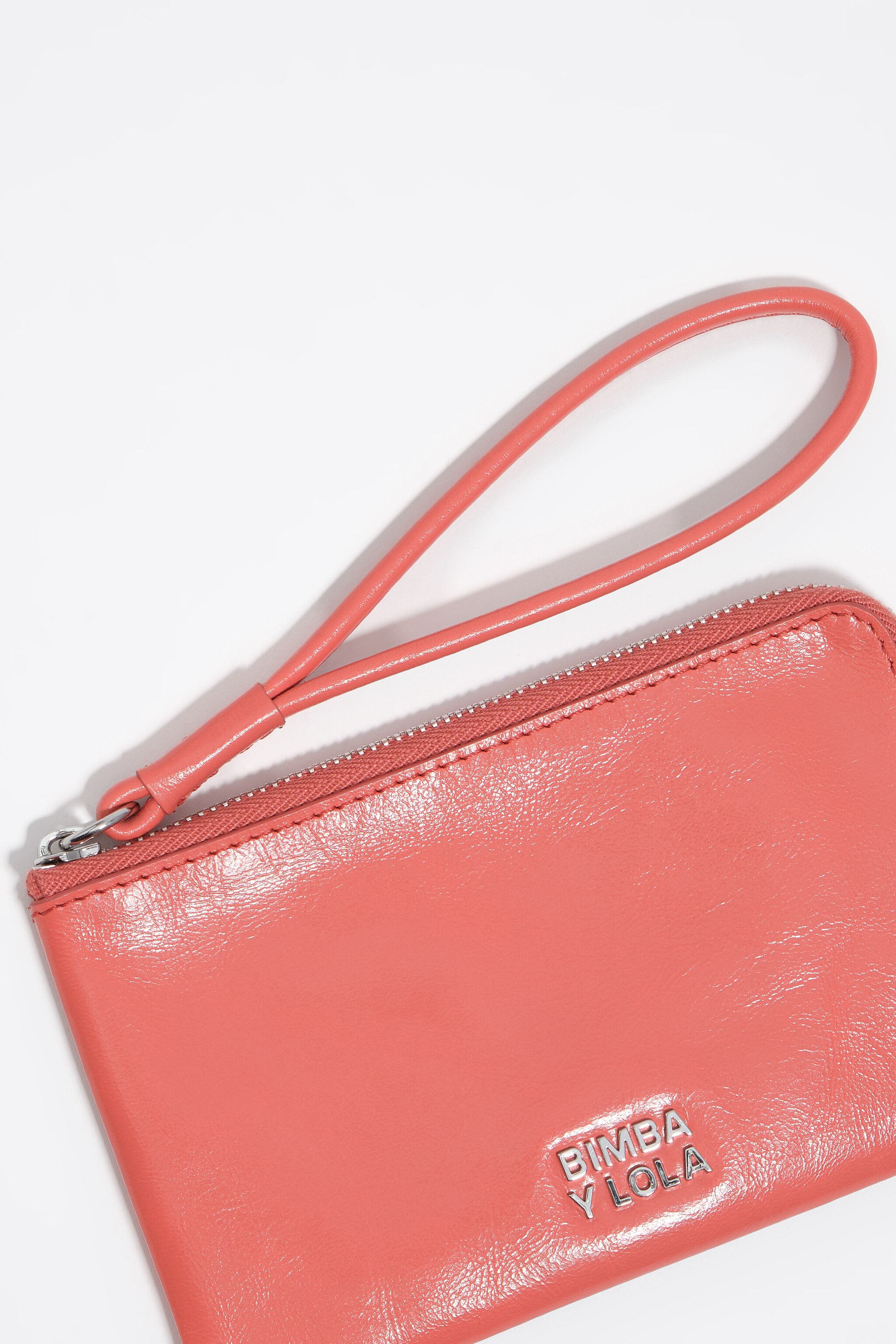Coral leather coin purse