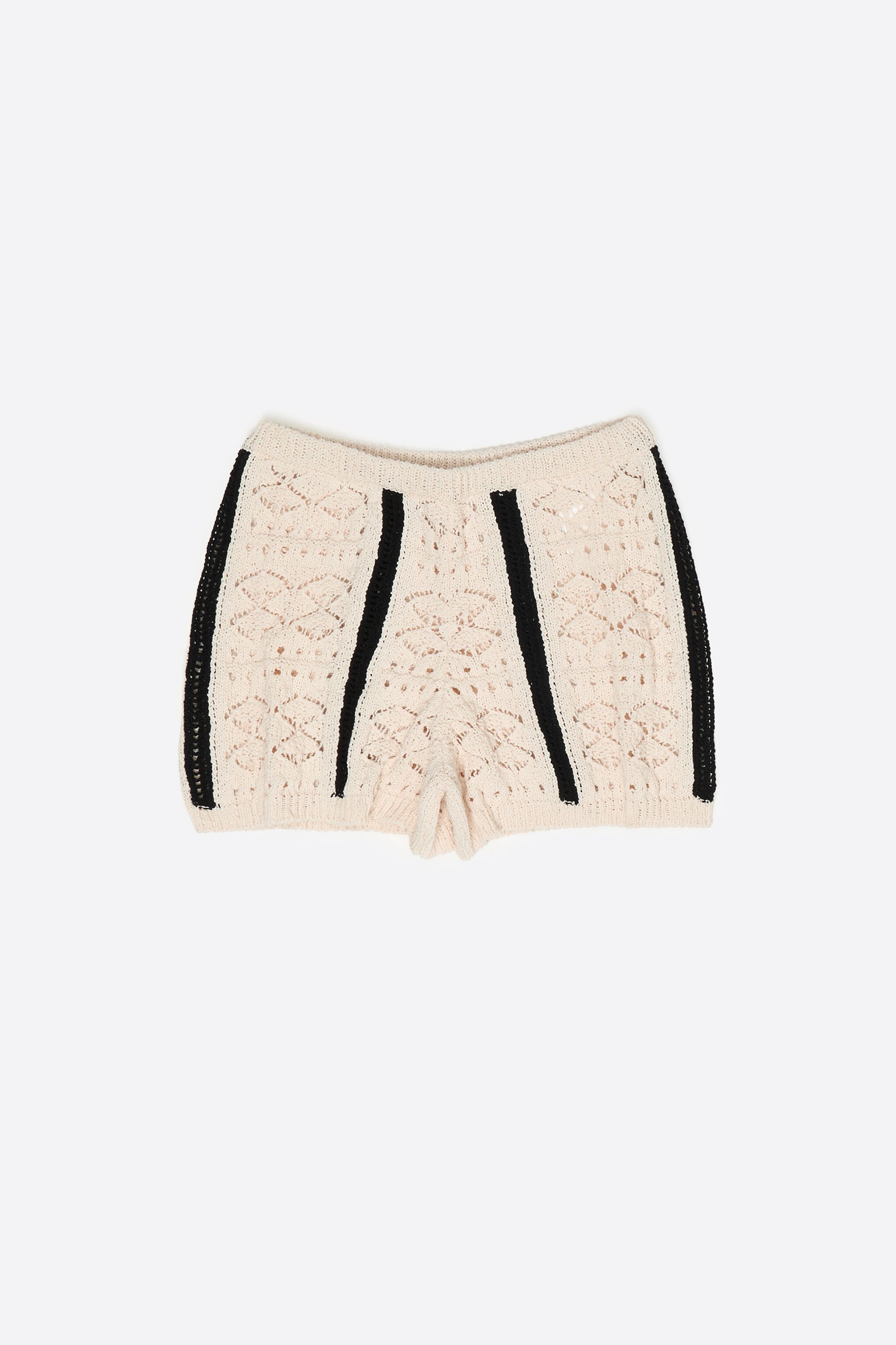 Ivory two-tone knit shorts