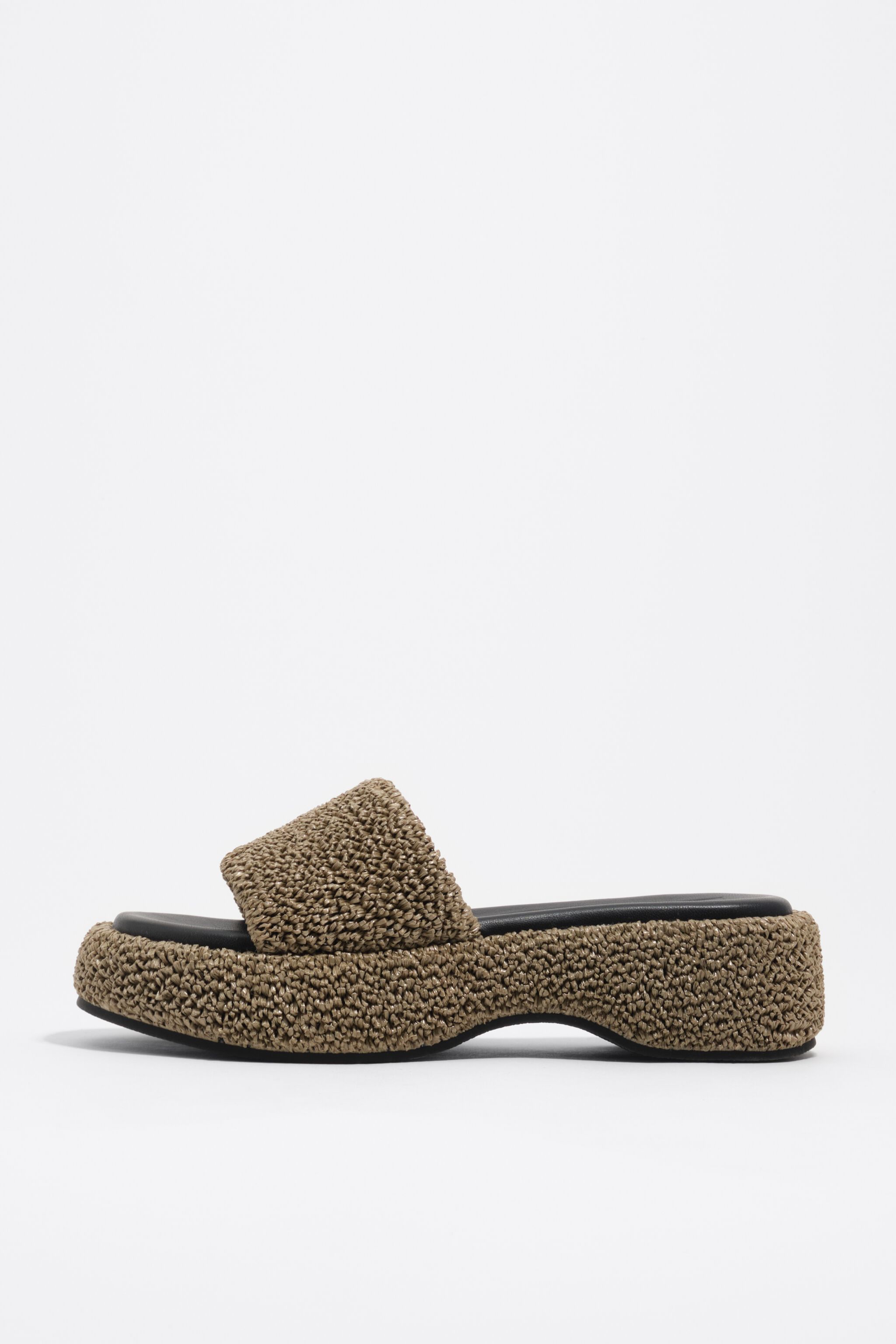 Green fabric platform sandal