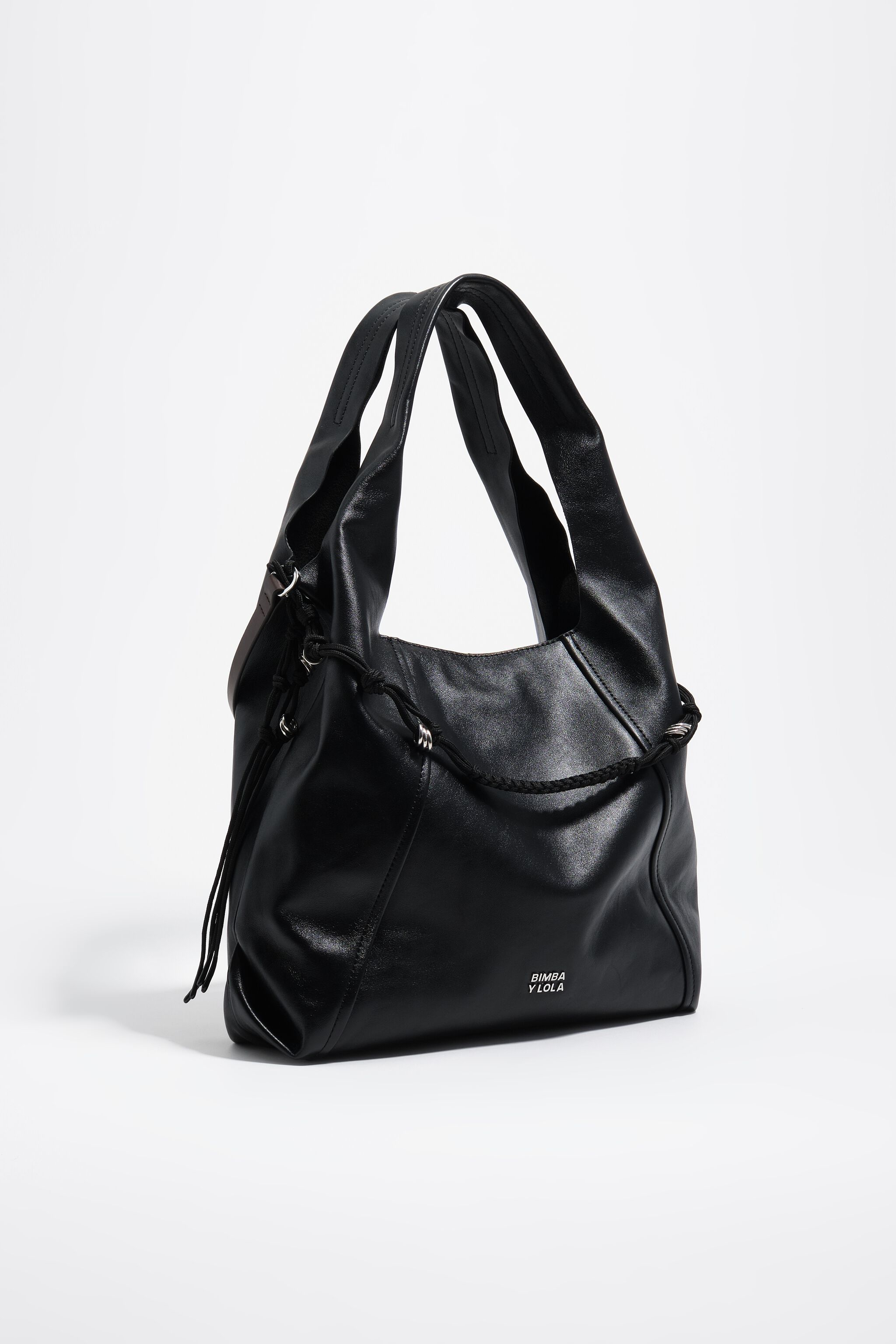 Large black leather Paper shoulder bag