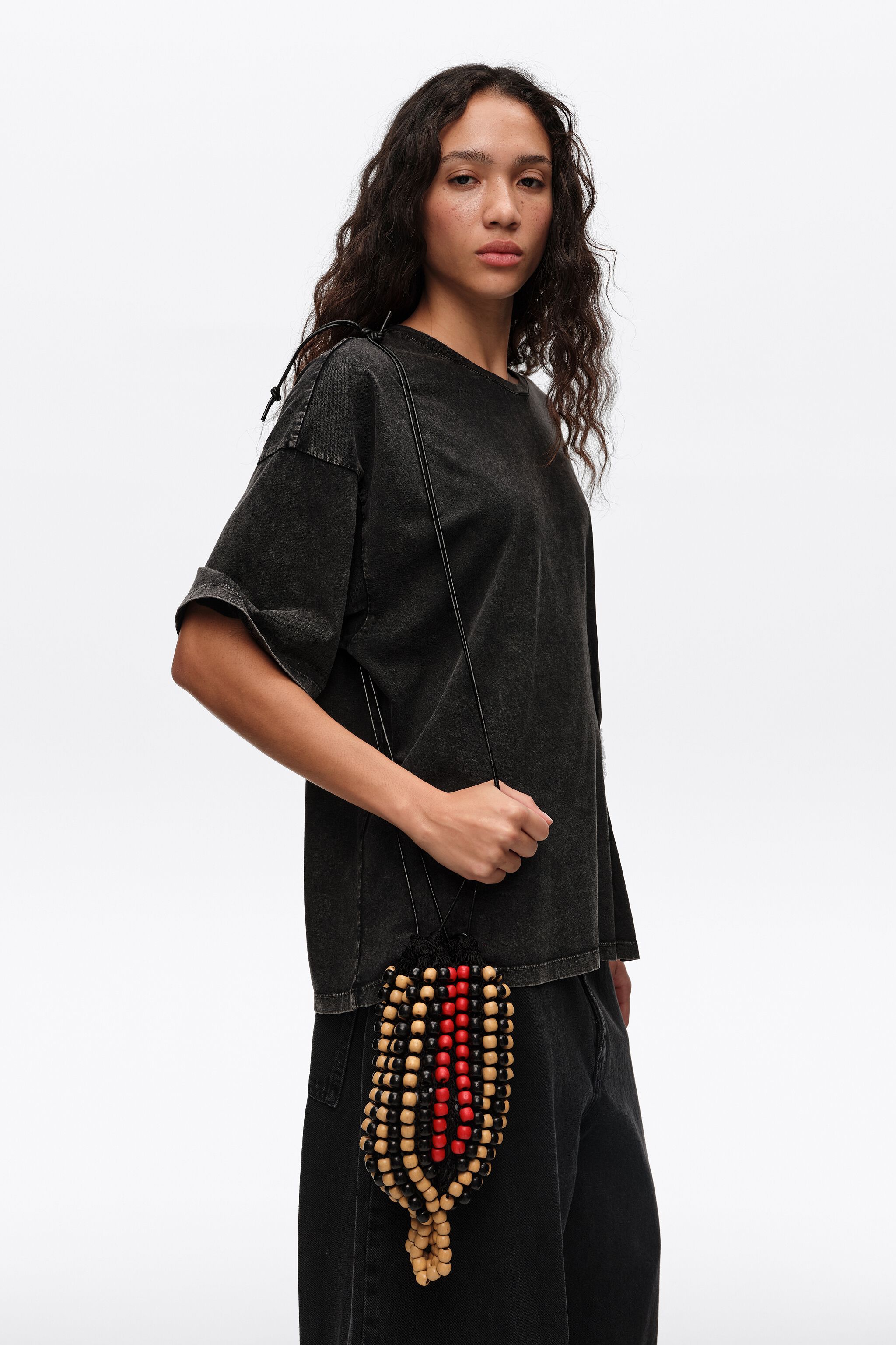 Black crochet mini bag