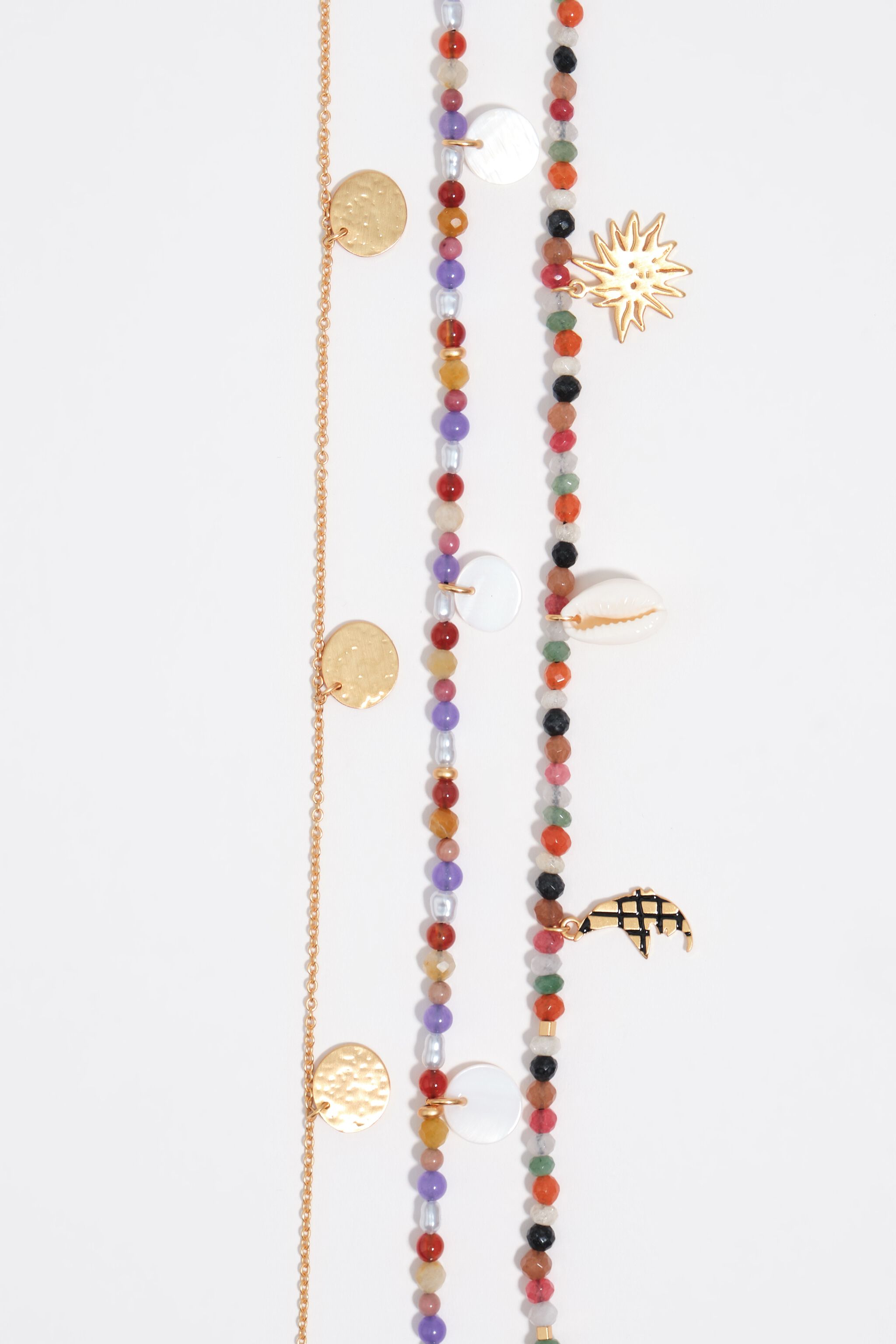 Multicolor stones double-layer necklace