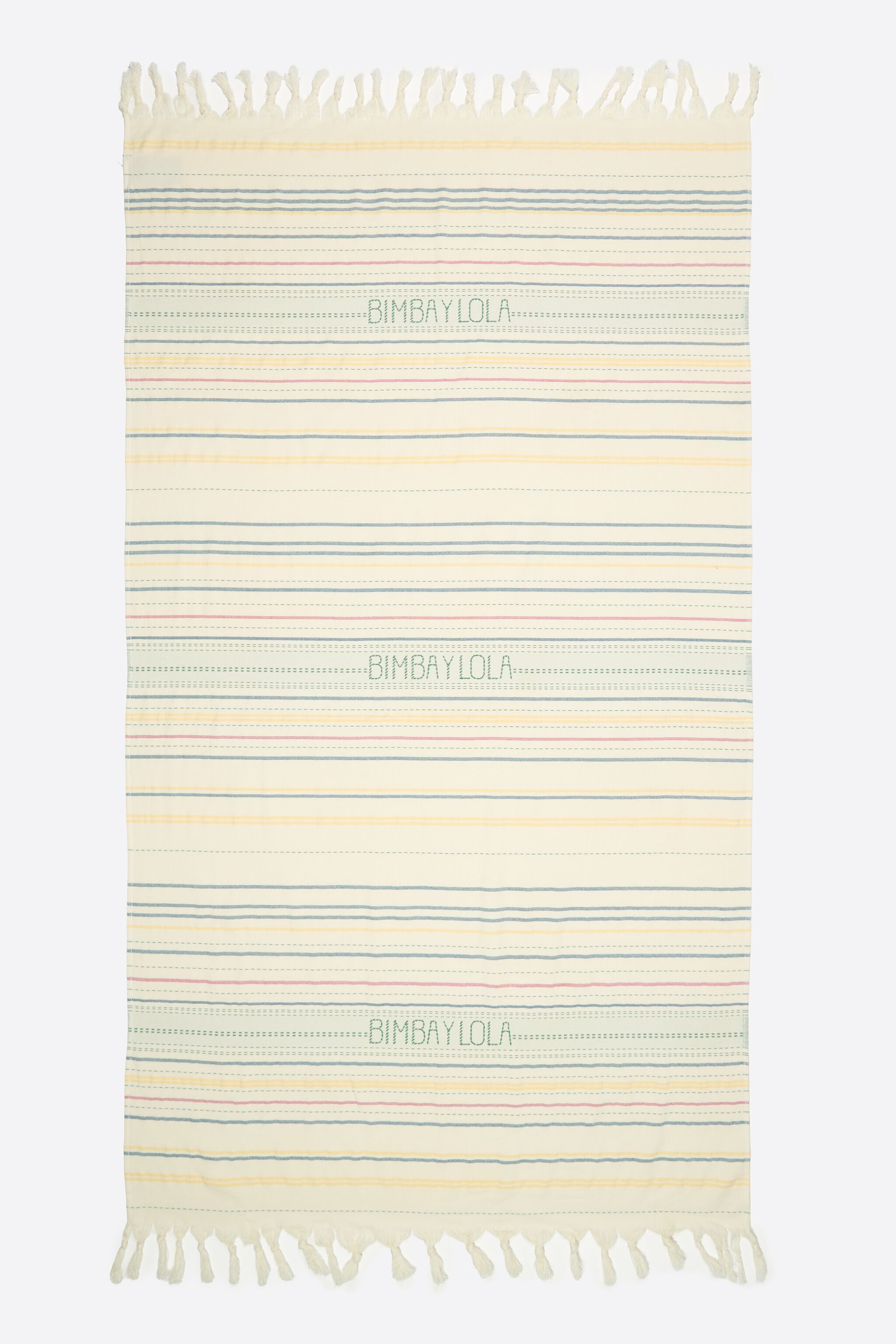 Towel with embroidered stripe design