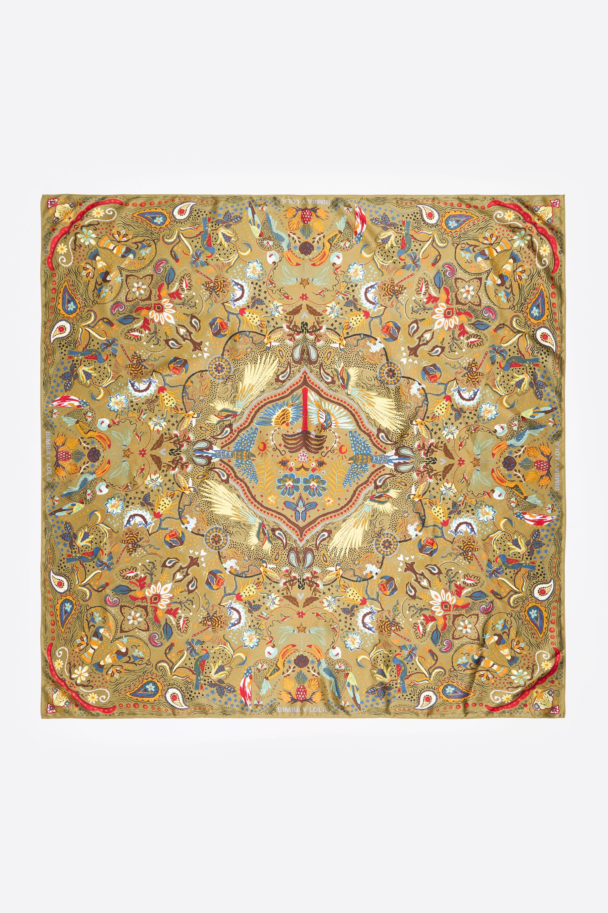 Khaki tropical birds scarf