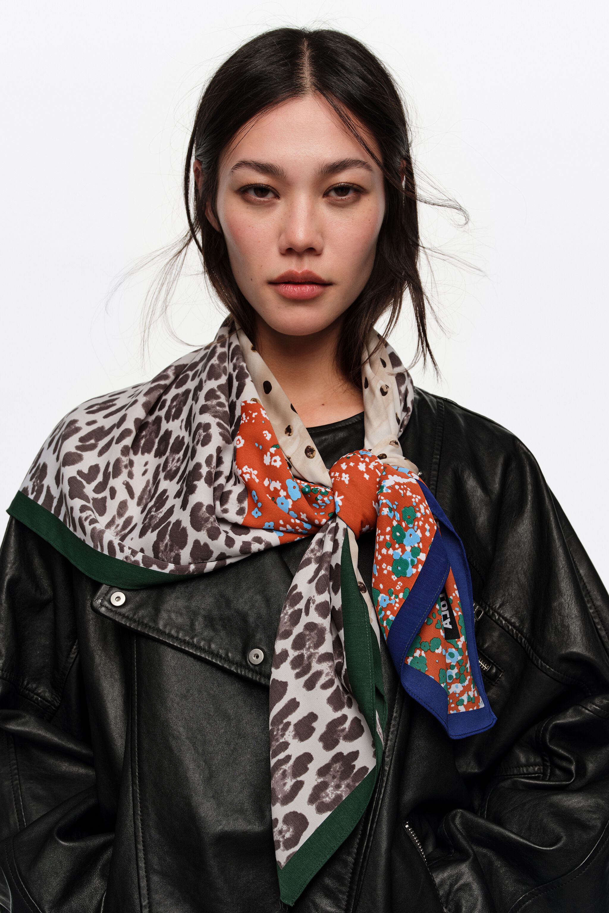 Burnt orange patchwork scarf
