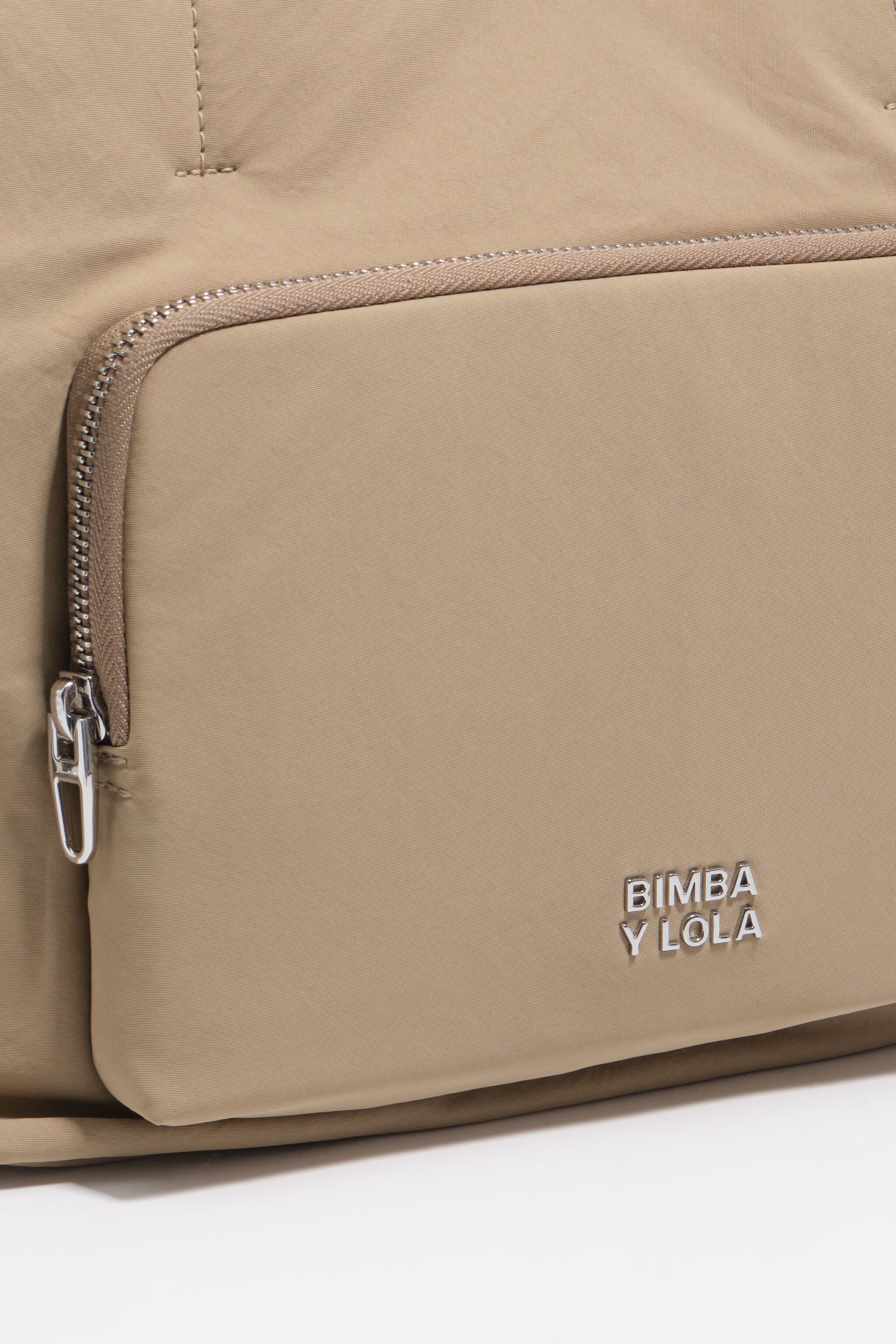 Large light khaki nylon Pocket crossbody bag