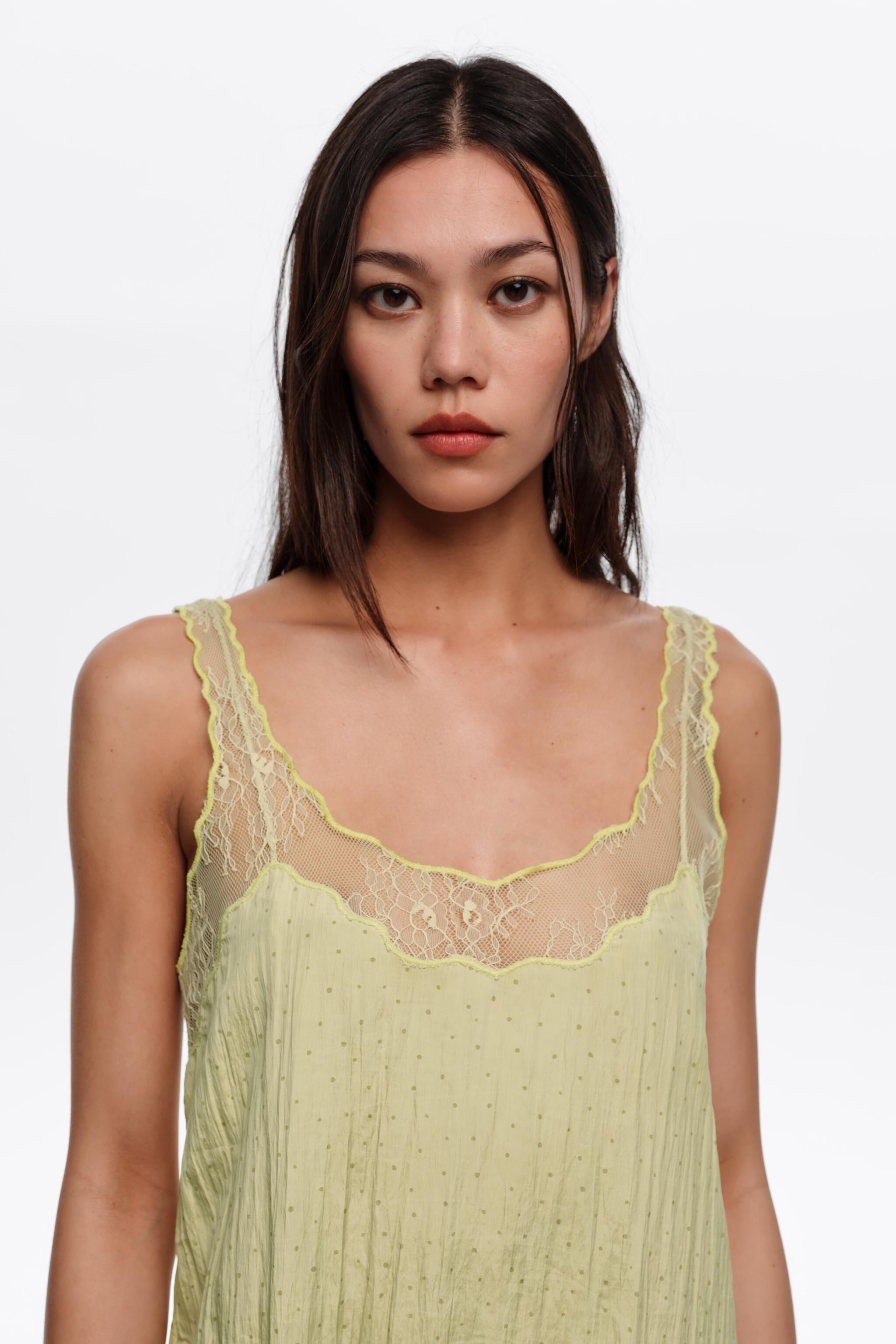 Olive mini Dots lace strap dress