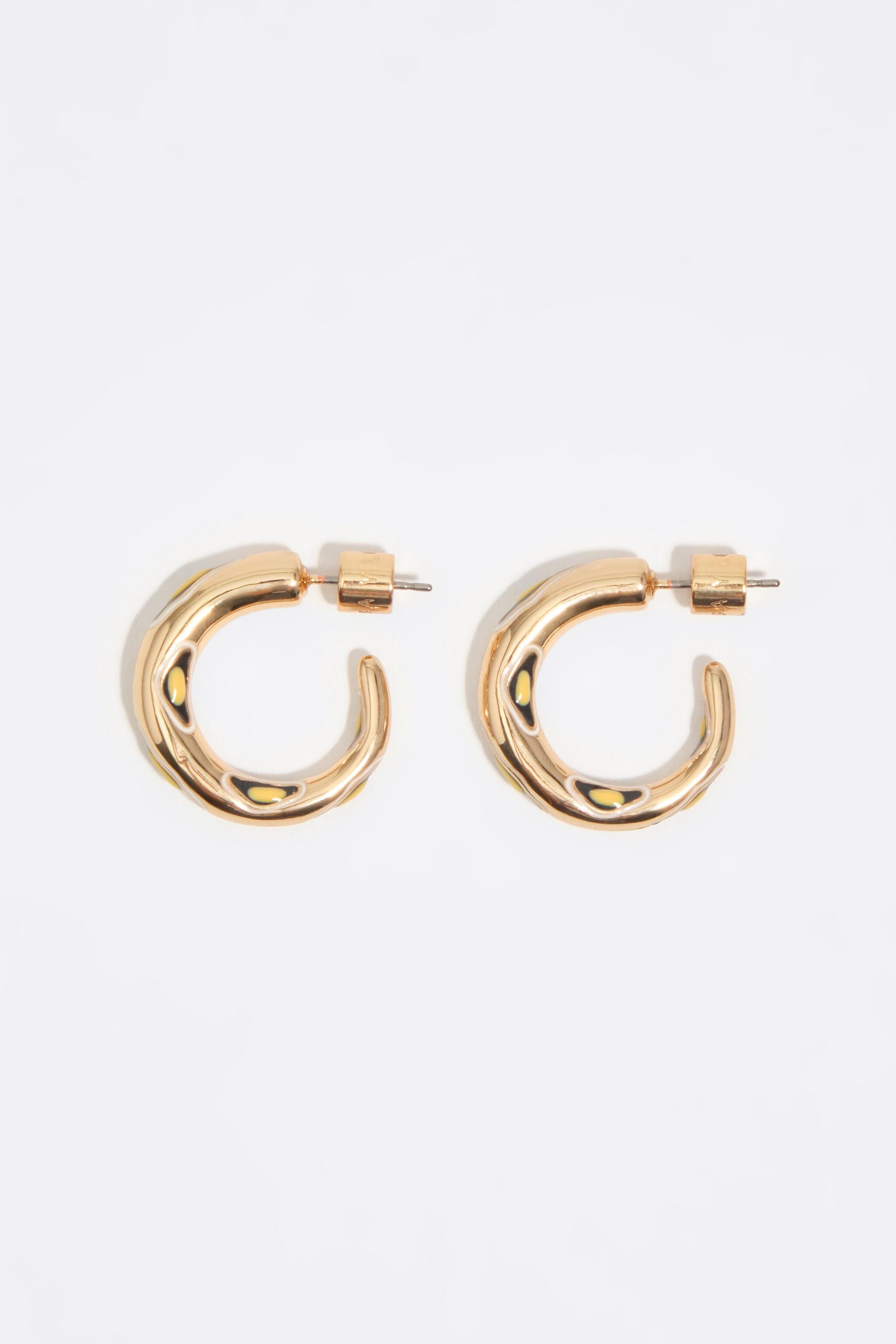 Gold enamel hoop earrings