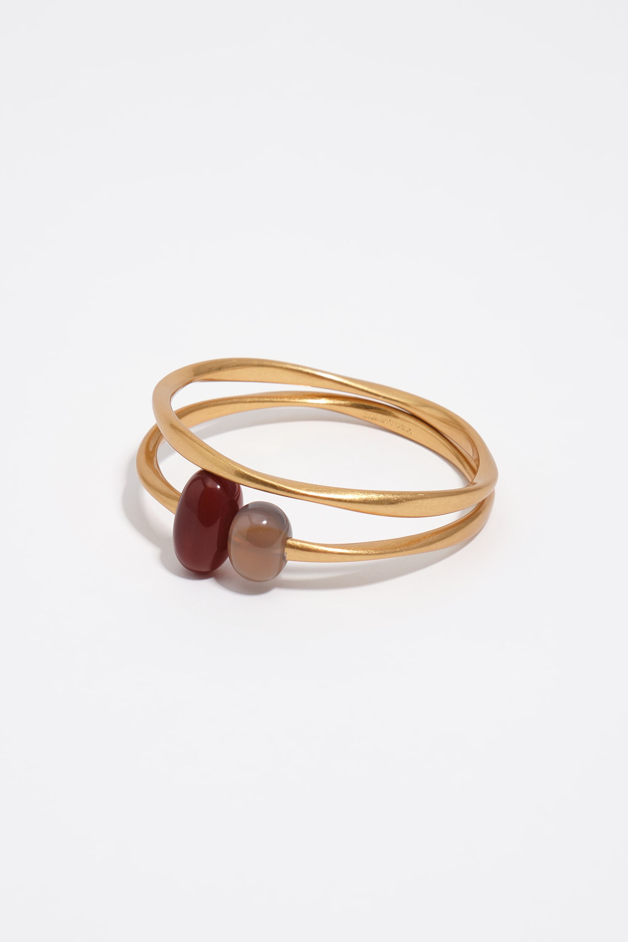 Set of 2 matte gold stones texture bracelets