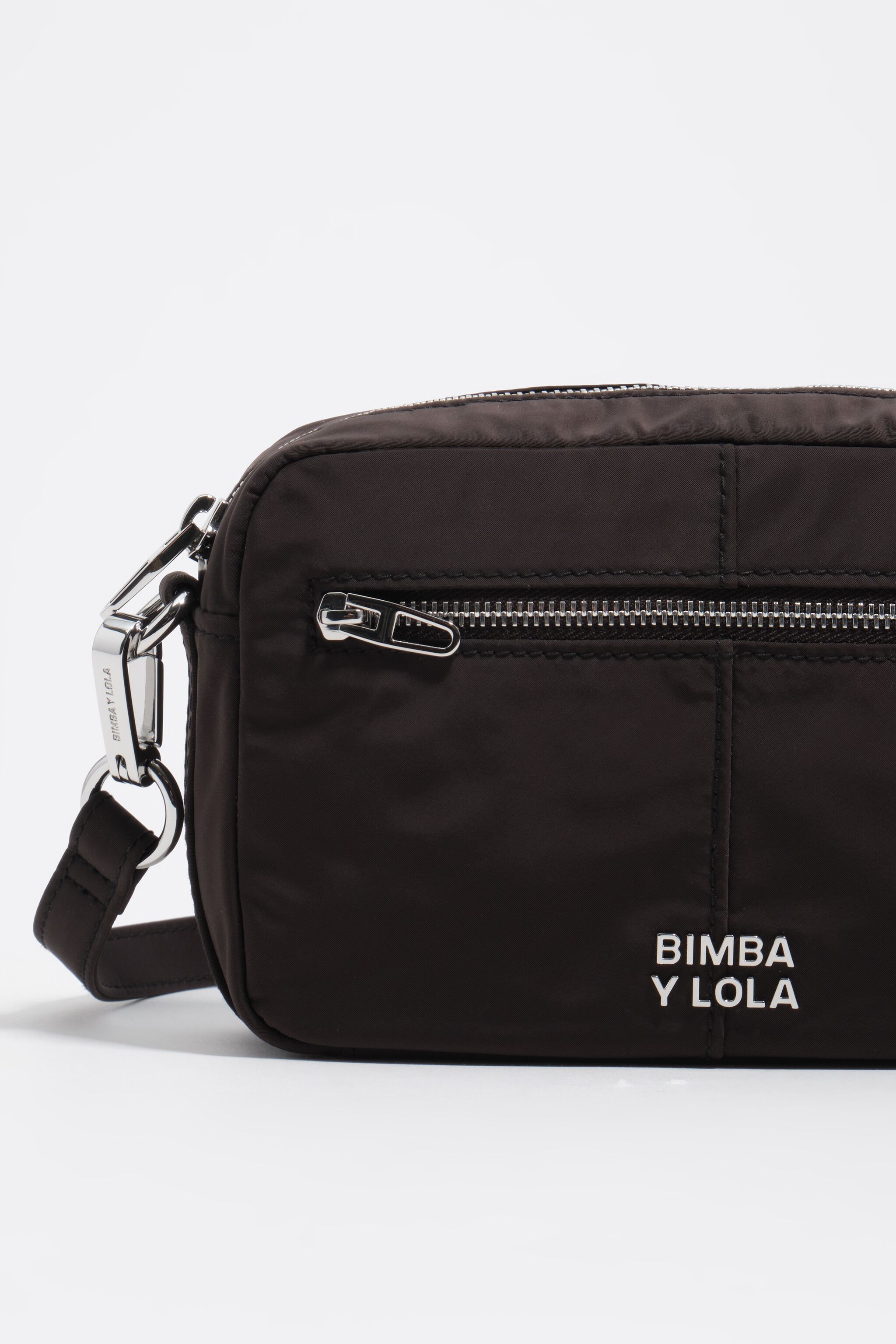 Charcoal nylon mini crossbody bag