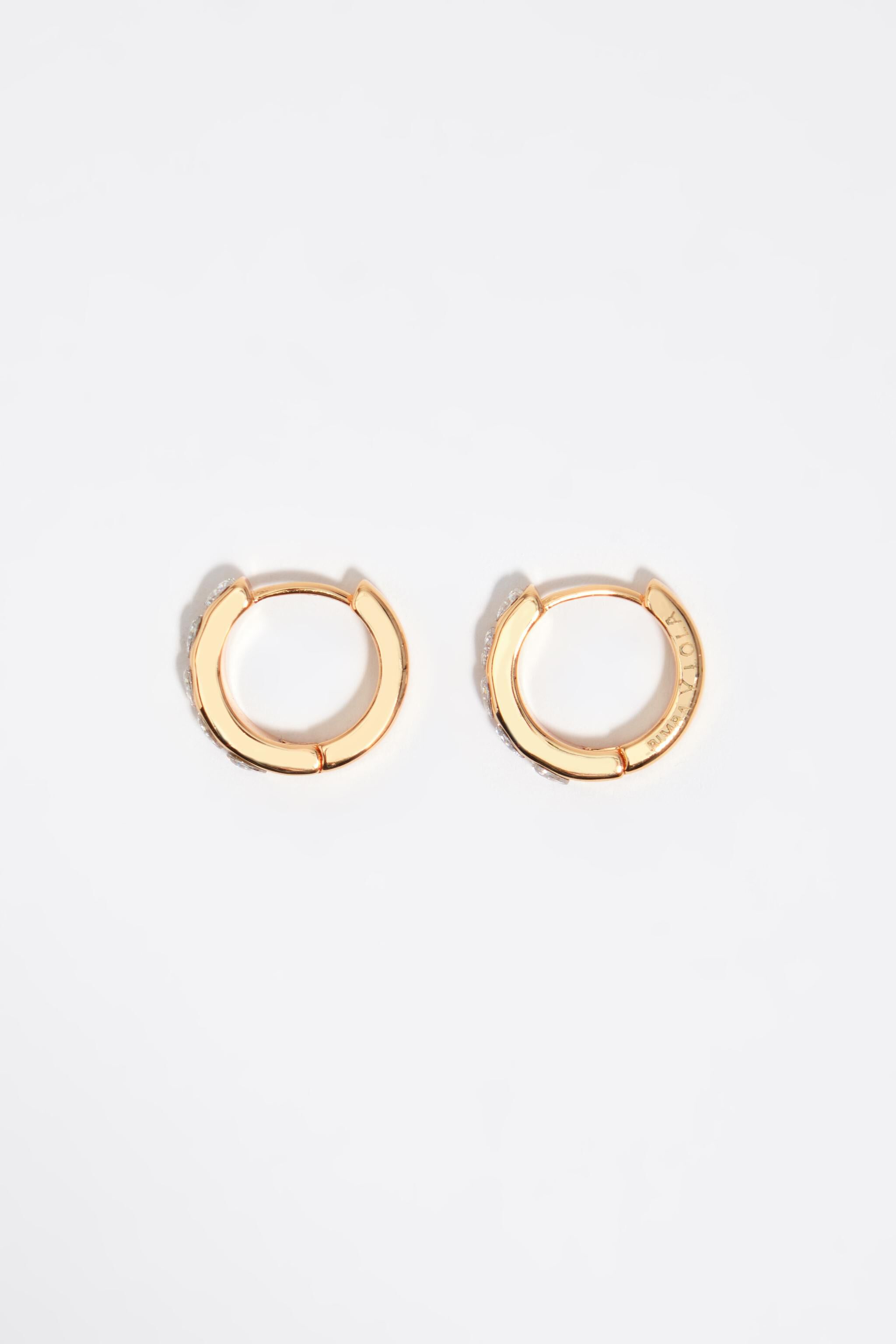 Gold heart hoop earrings with crystals