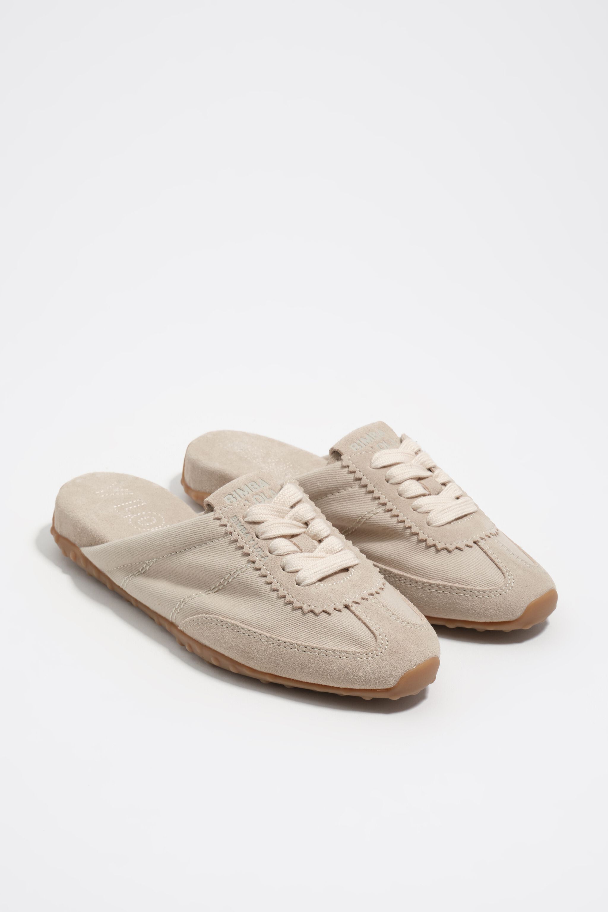 Sand suede and fabric 13 31 mule sneaker
