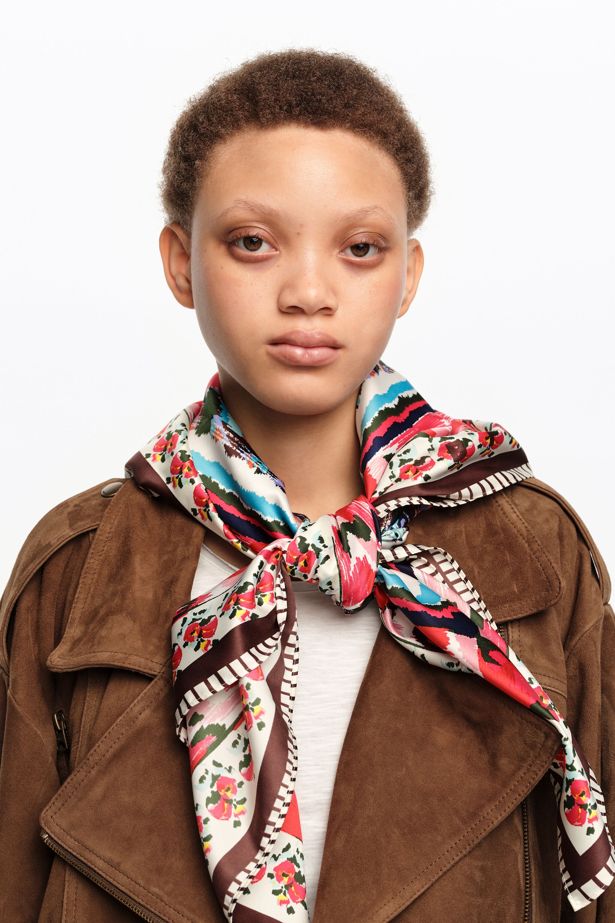 Fuchsia Ikat floral scarf