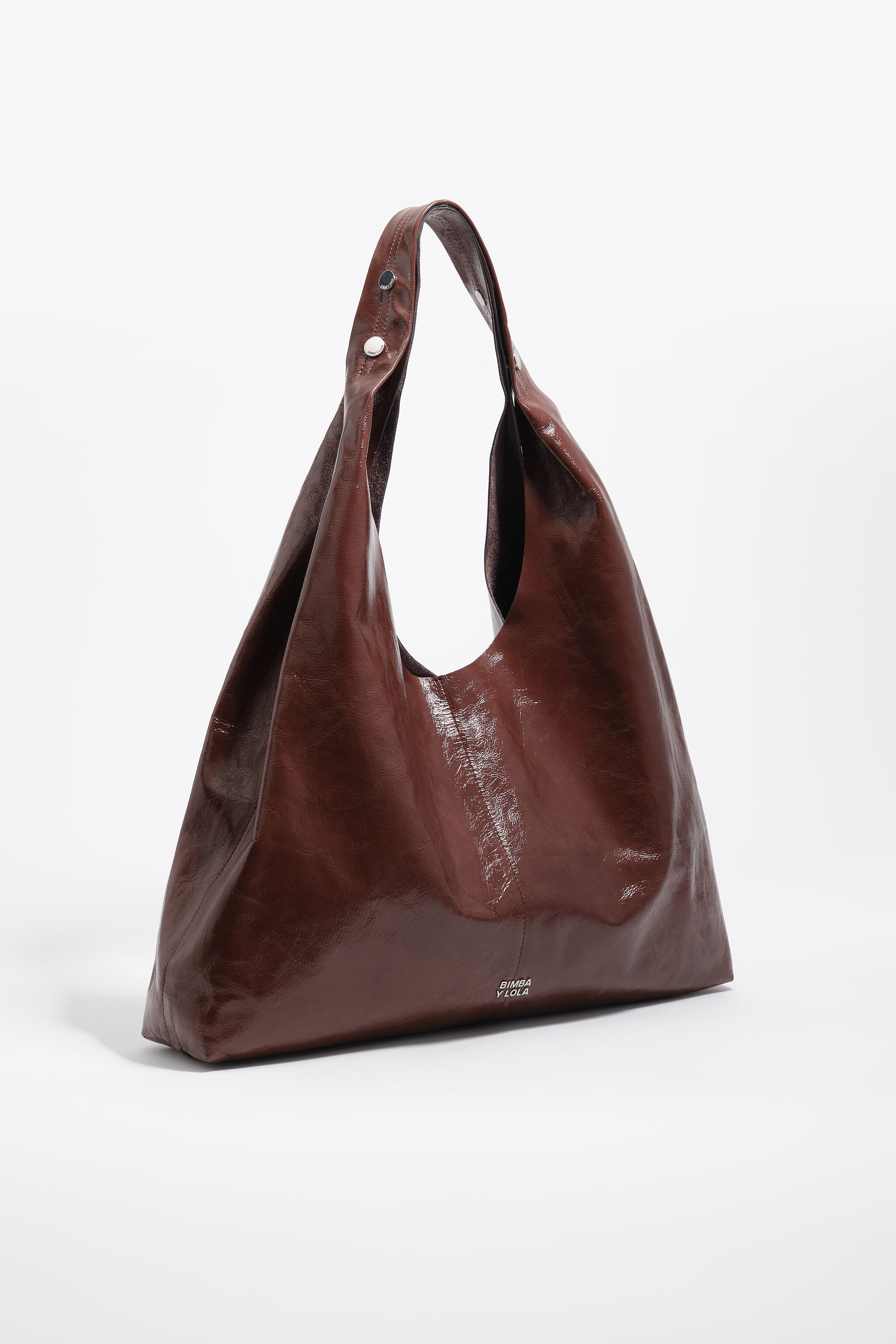 Mocha shiny leather maxi Bikini Paper bag