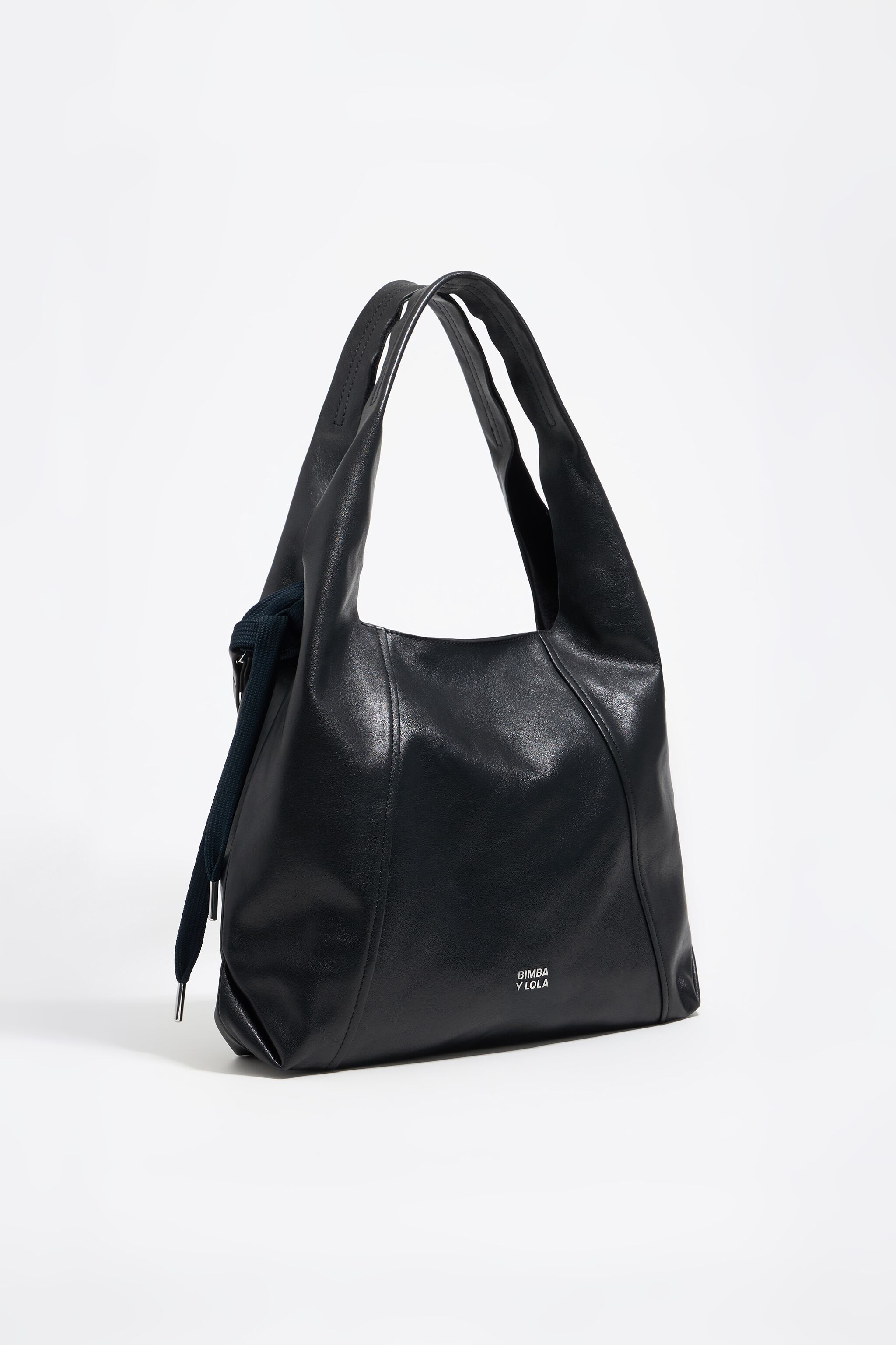 Large black leather Paper bag