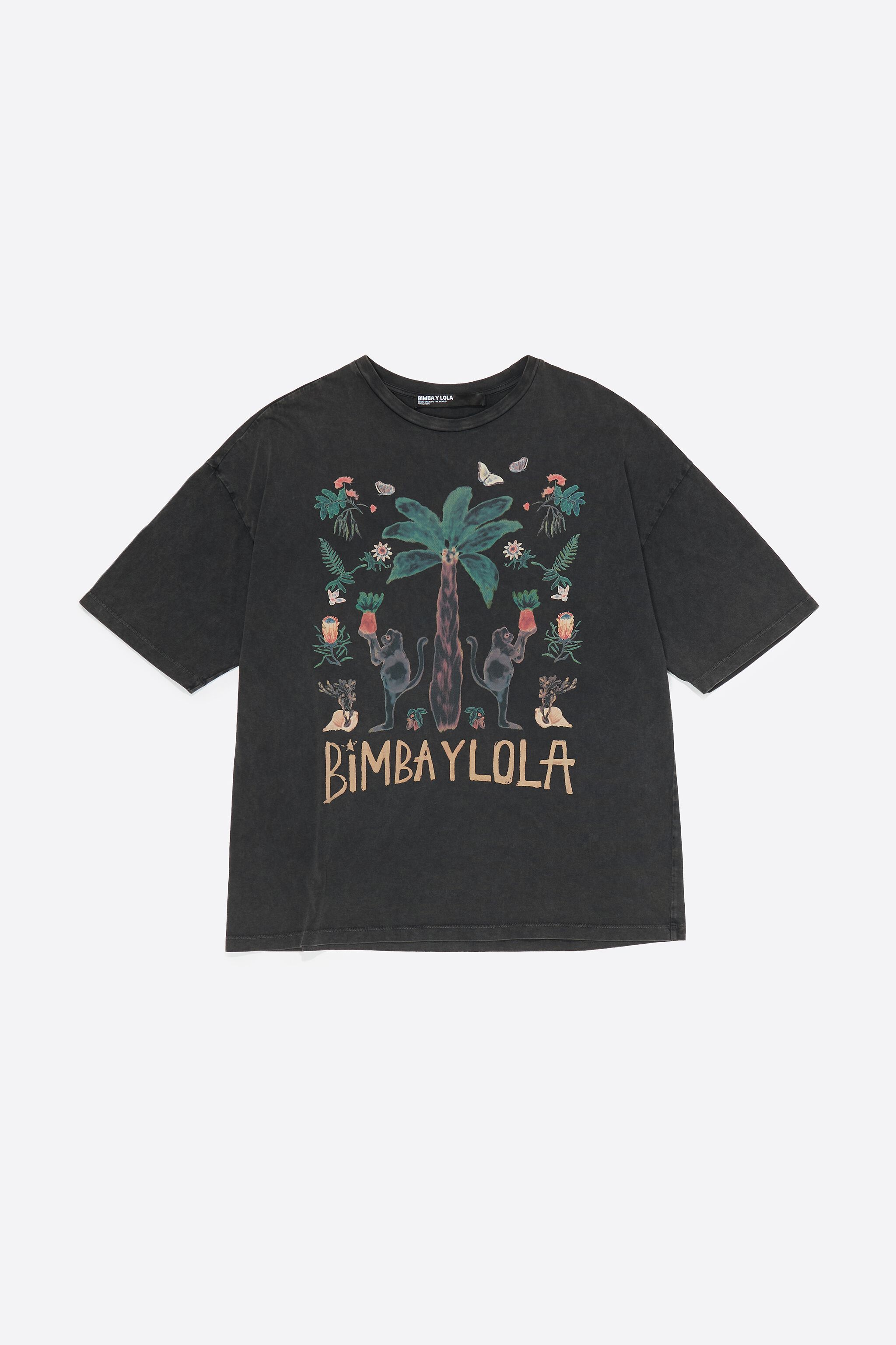 Faded black jungle logo T-shirt