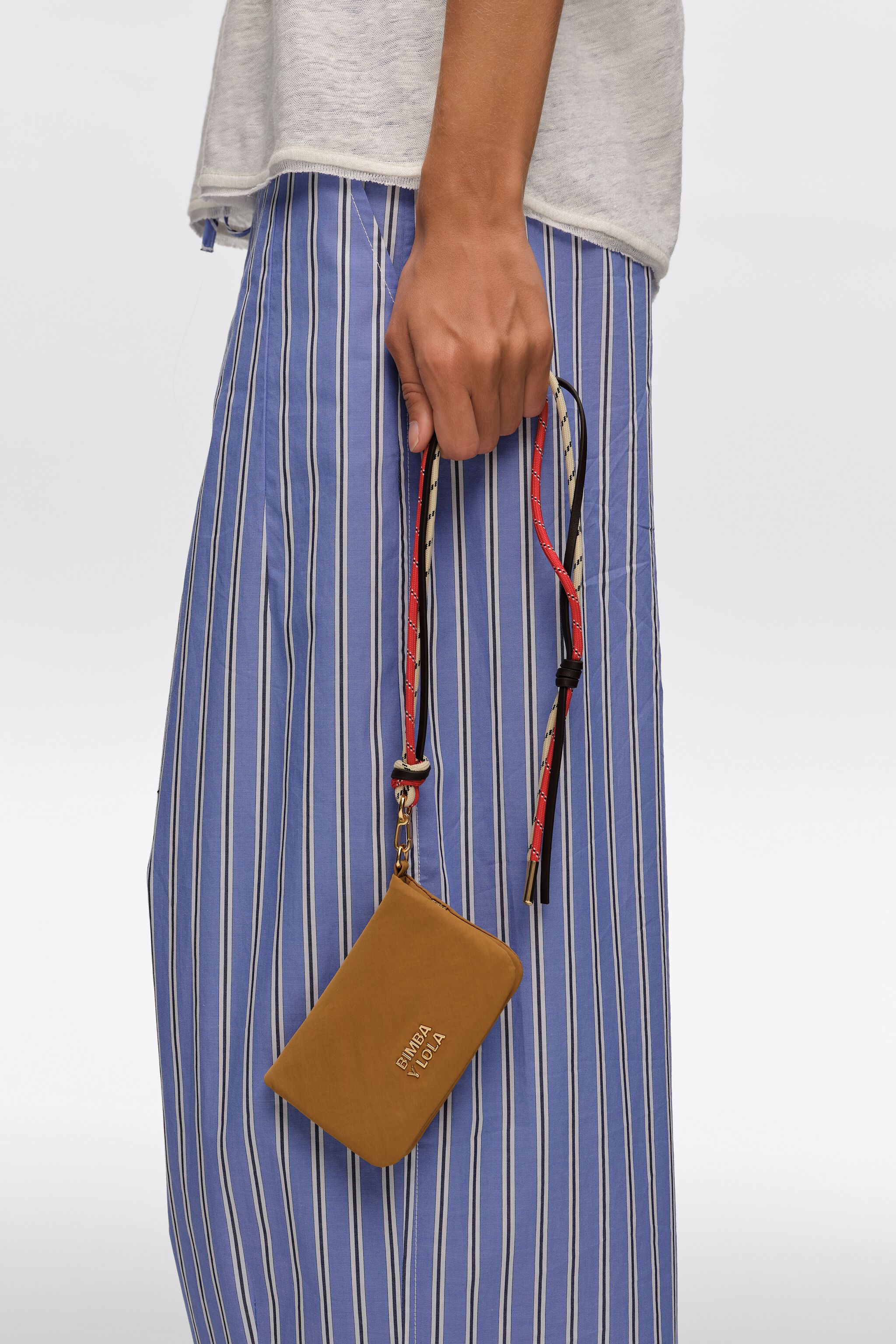 Small caramel nylon flap purse