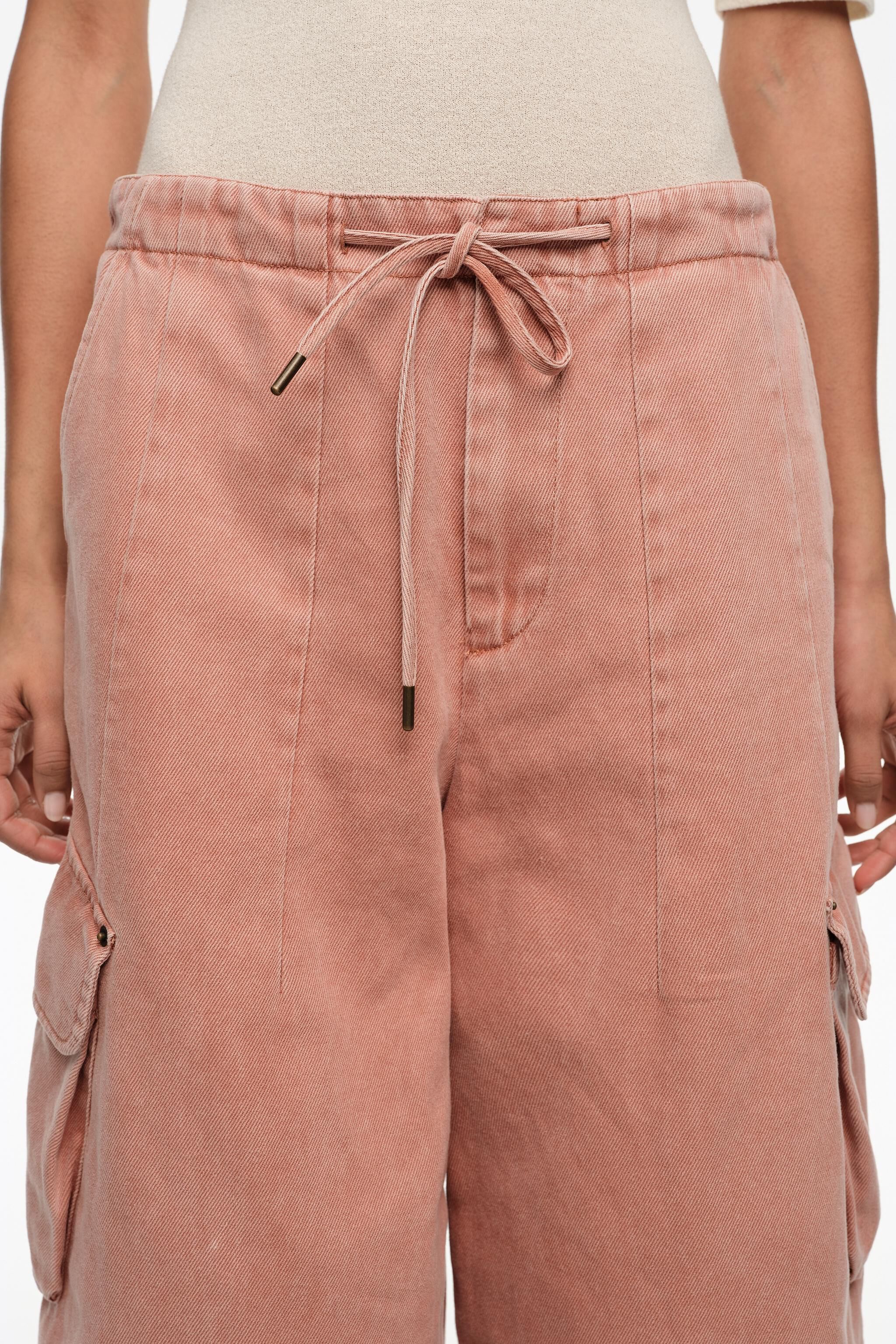Peach denim cargo trousers