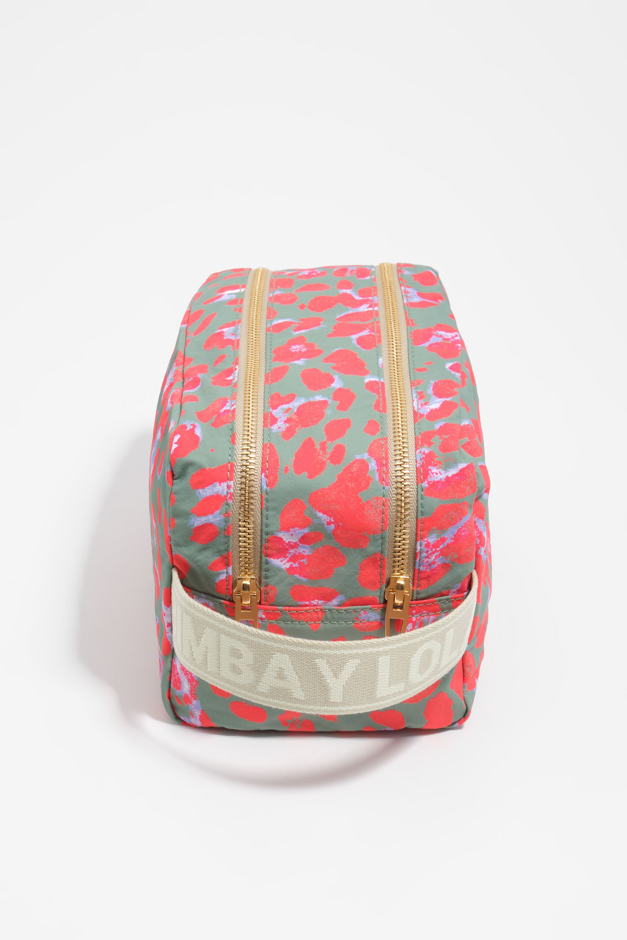 Large aquamarine Leopard nylon make-up case