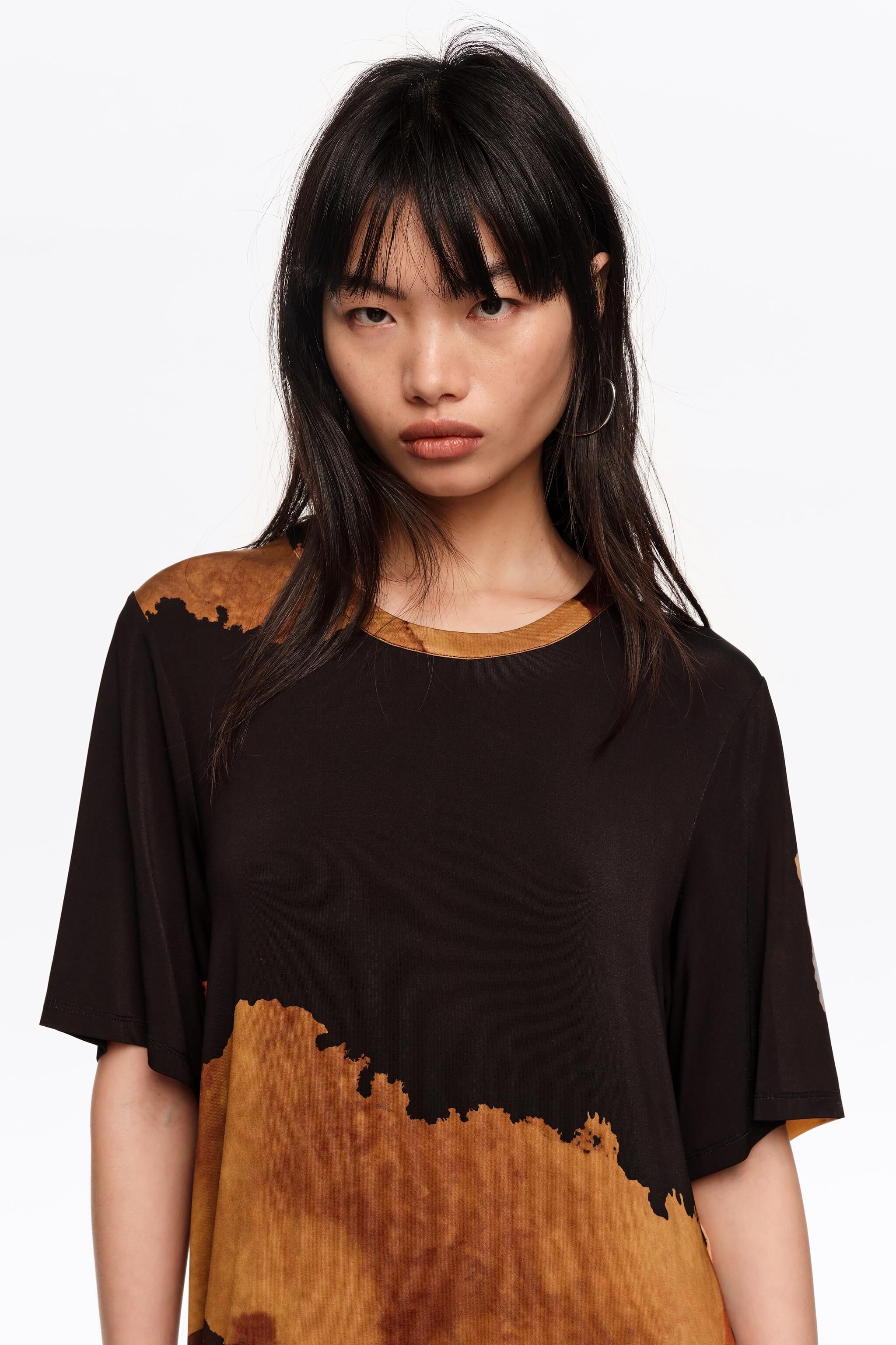 Blot black flowing midi T-shirt dress