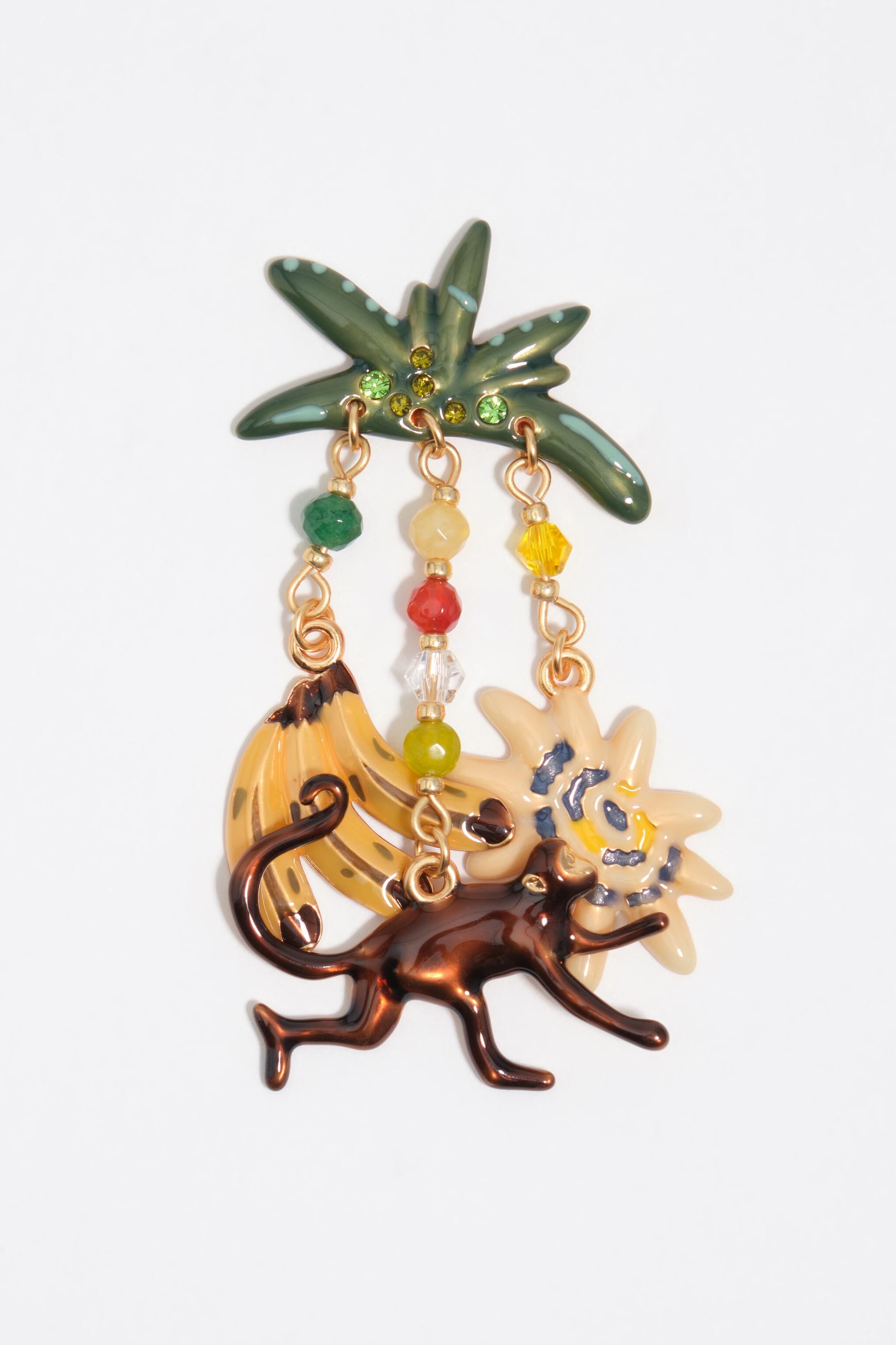 Gold monkeys and bananas earrings