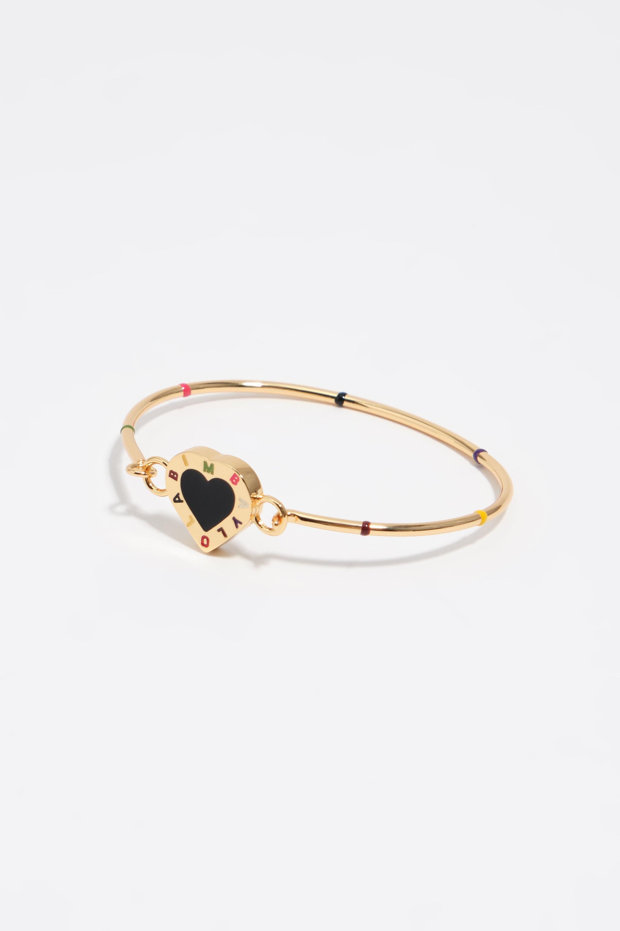 Black heart logo rigid bracelet