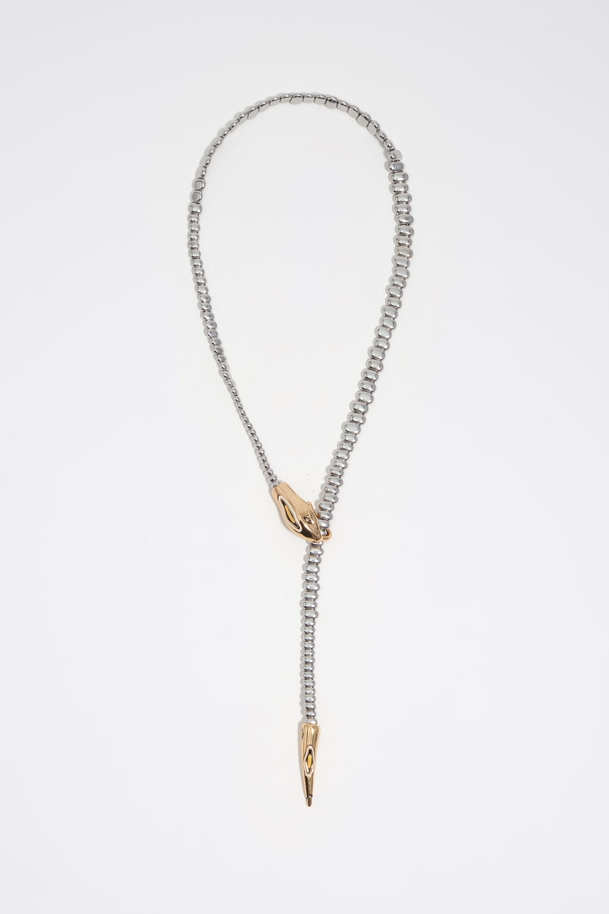 Silver and gold snake necklace