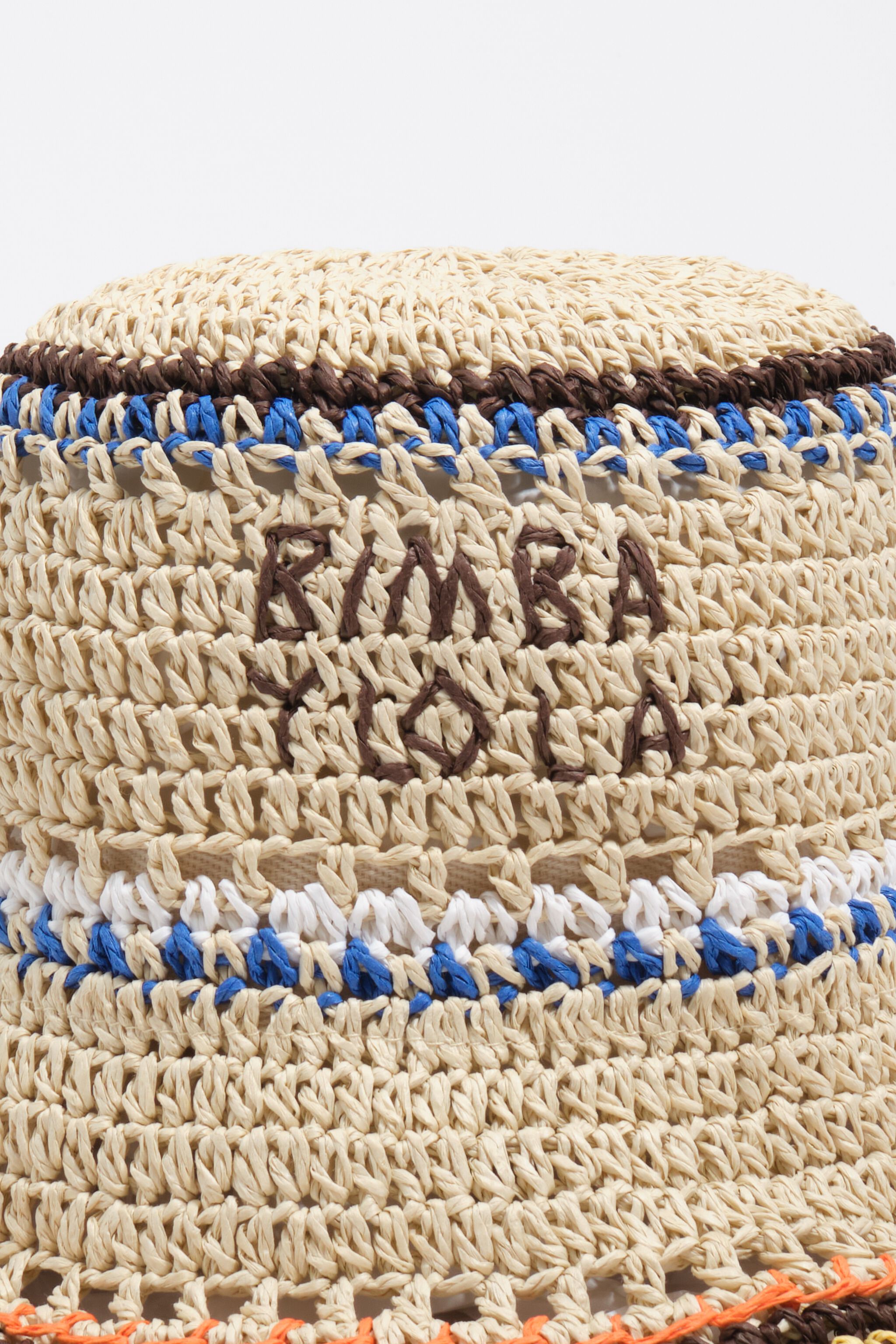 Natural and multicolor strips paper raffia hat