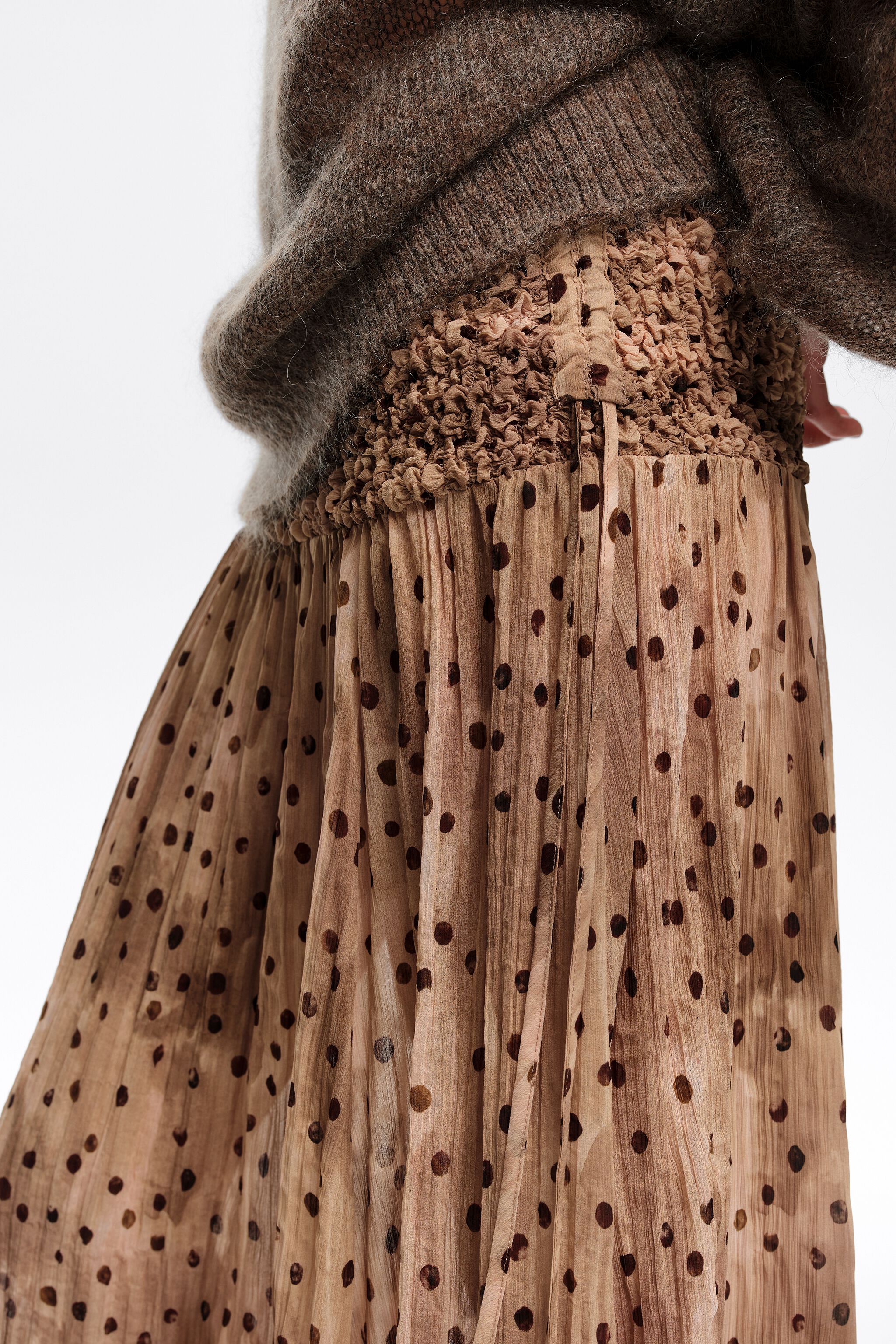 Watercolor Dots gathered flared skirt