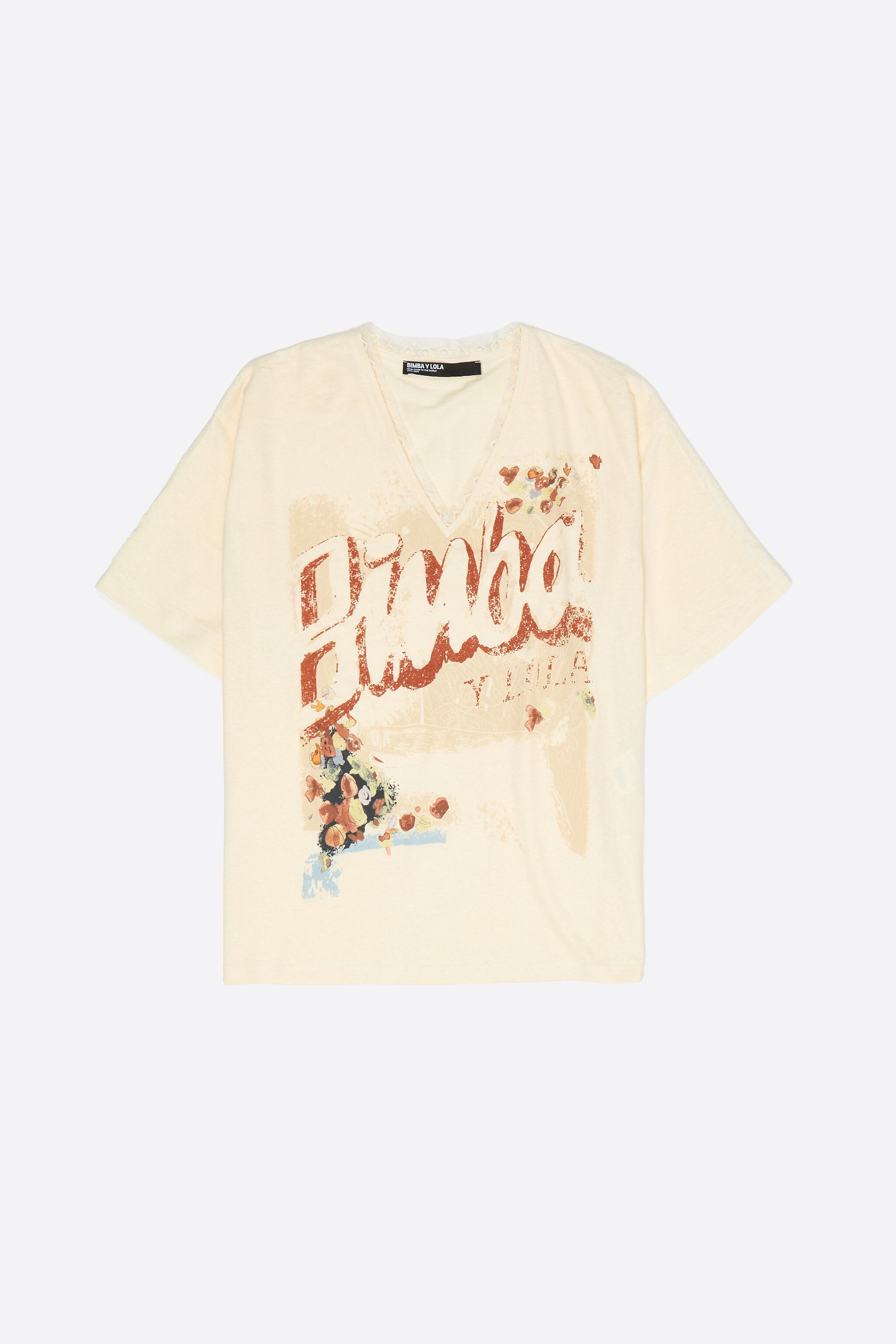 Ivory oversize faded linen T-shirt