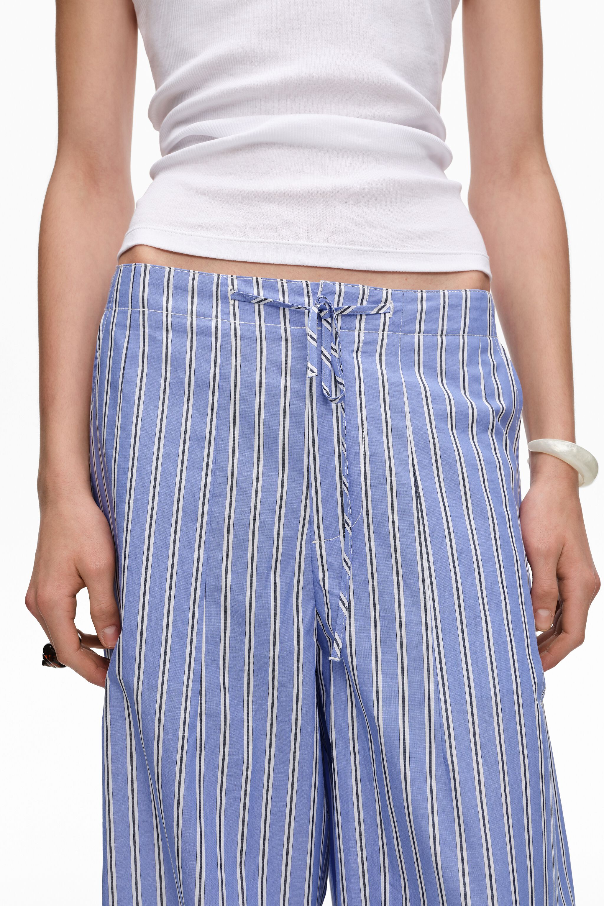 Blue striped cotton jogger trousers