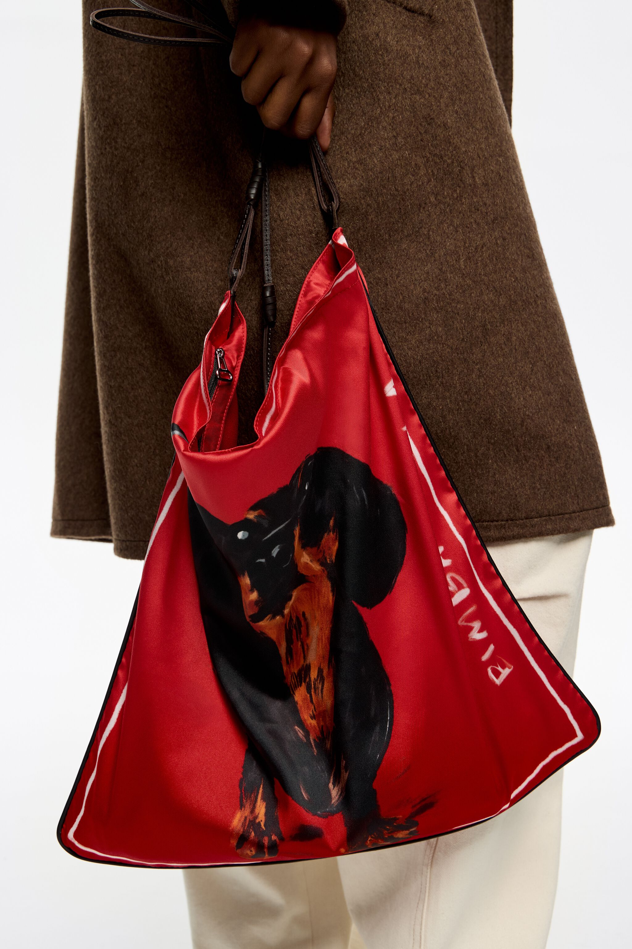 Medium red Dogs scarf bag