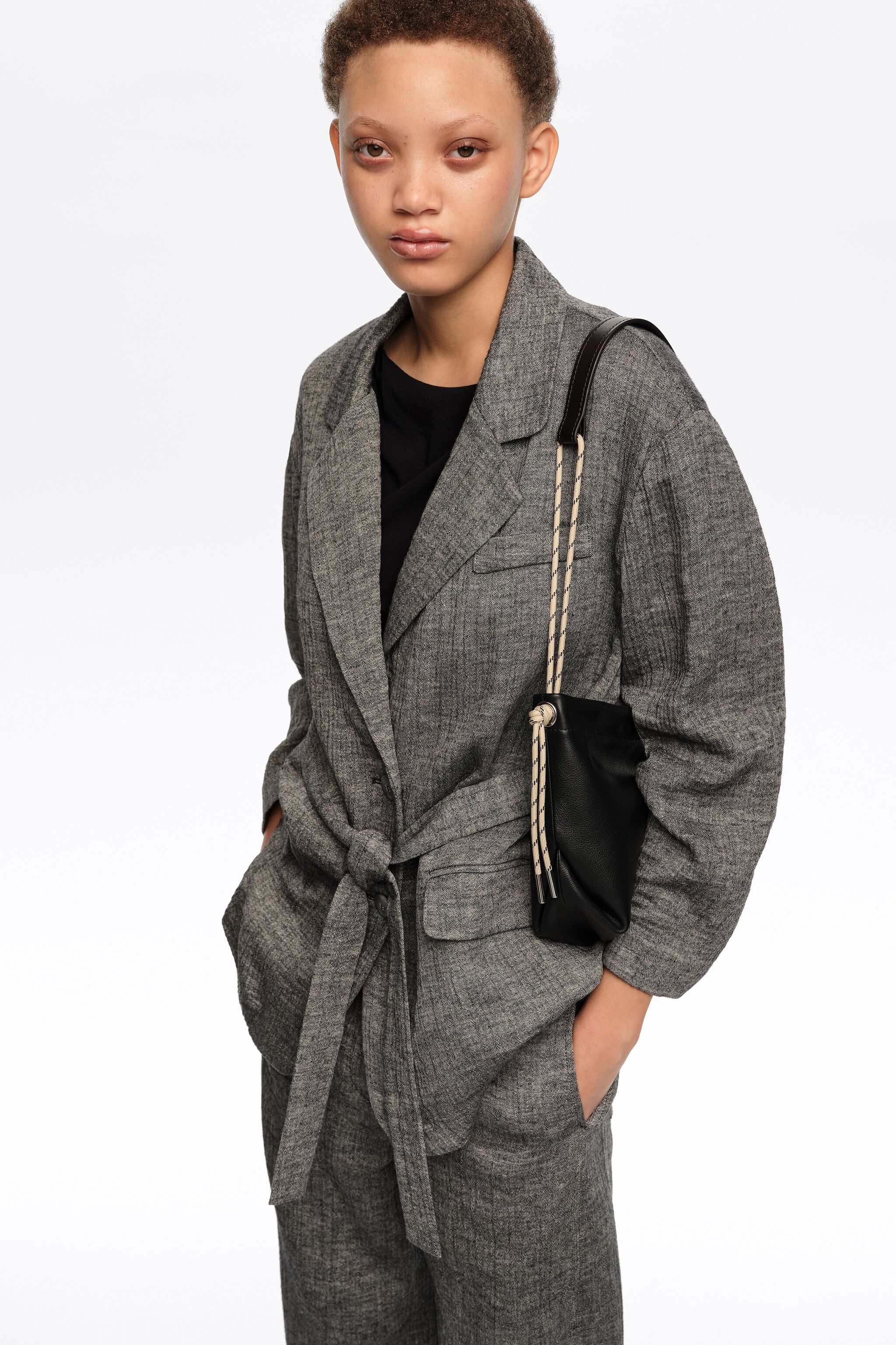 Grey cotton linen tailored jacket