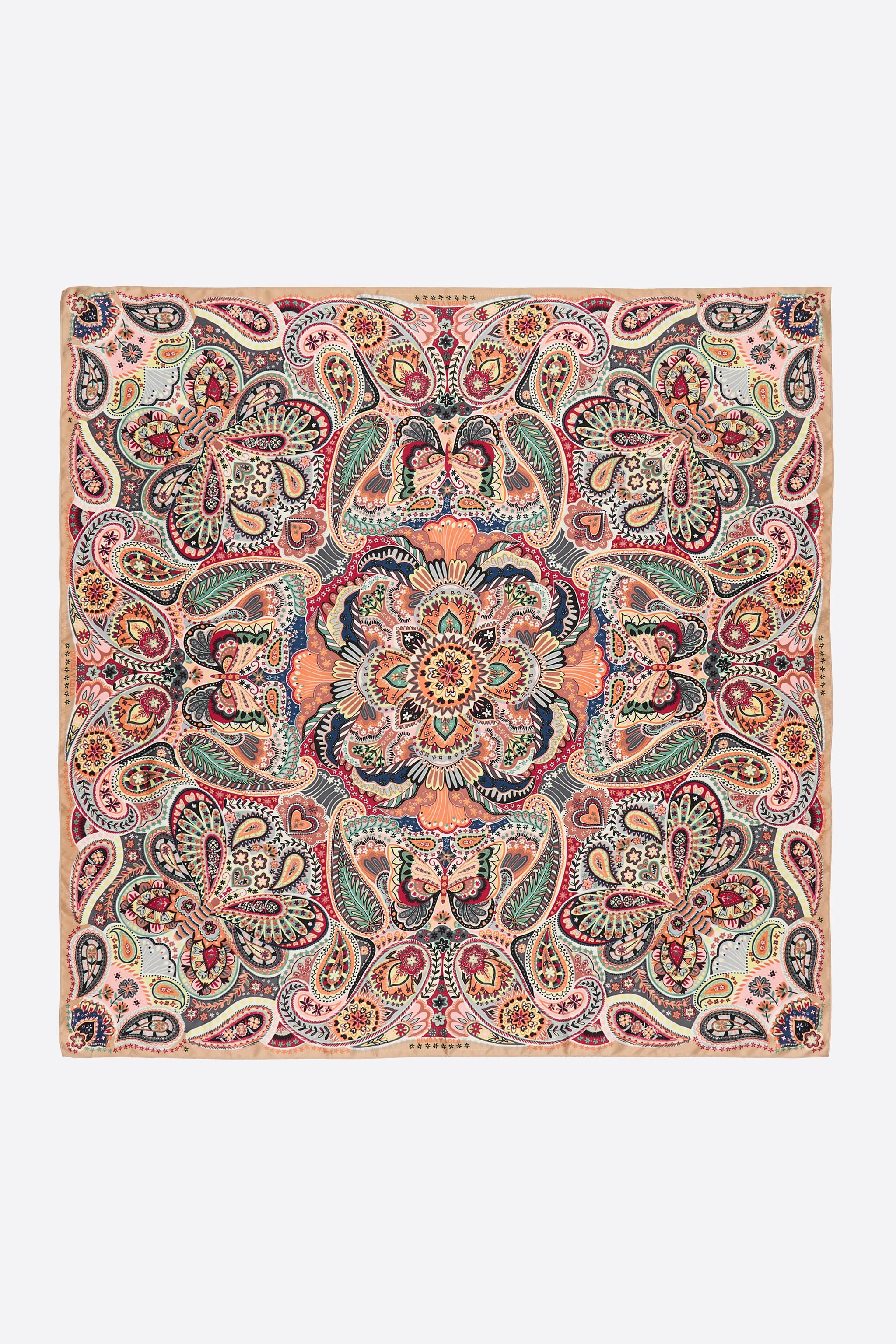 Fuchsia paisley and butterflies scarf