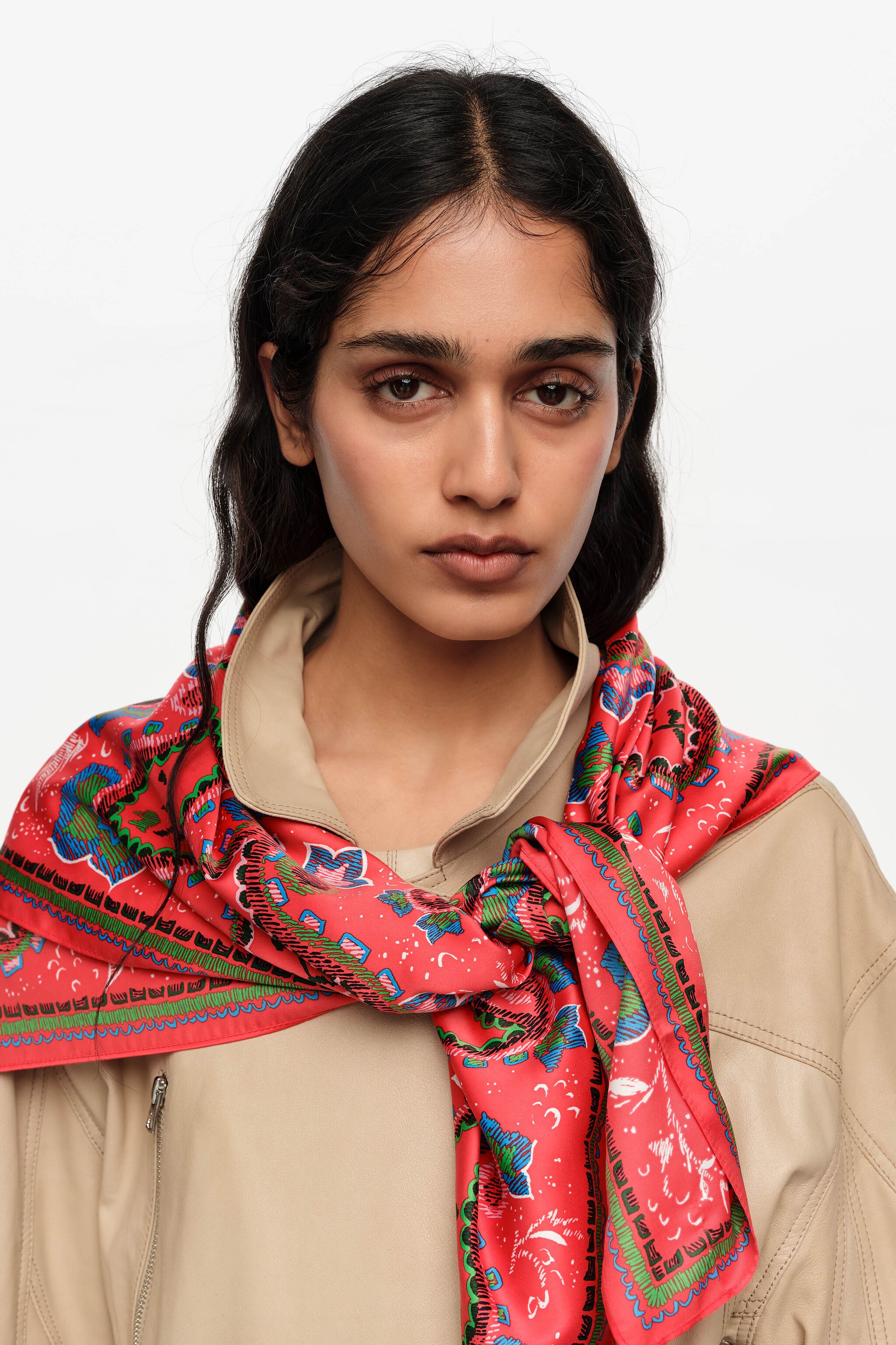 Red paisley scarf