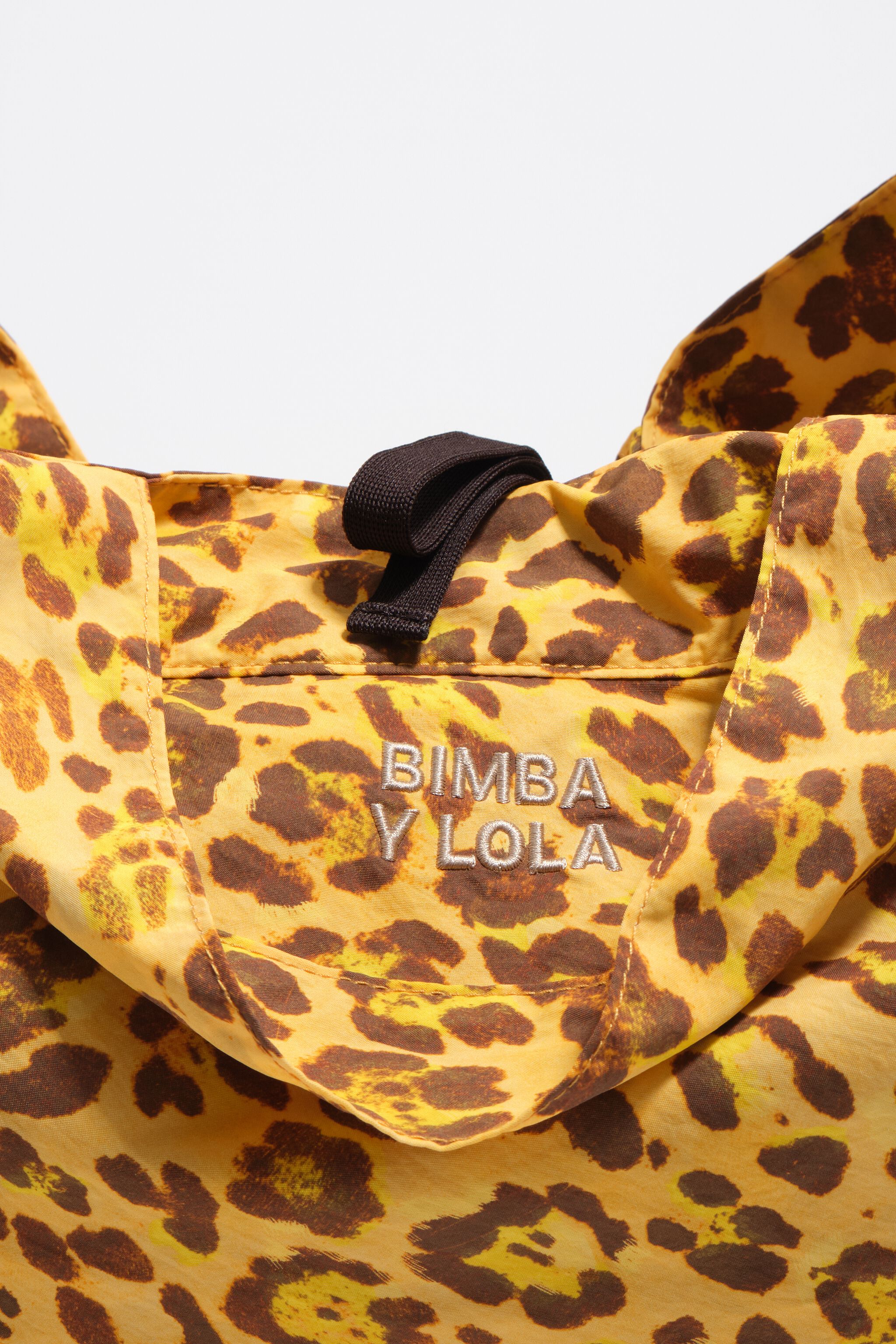 Yellow Leopard nylon shopper bag