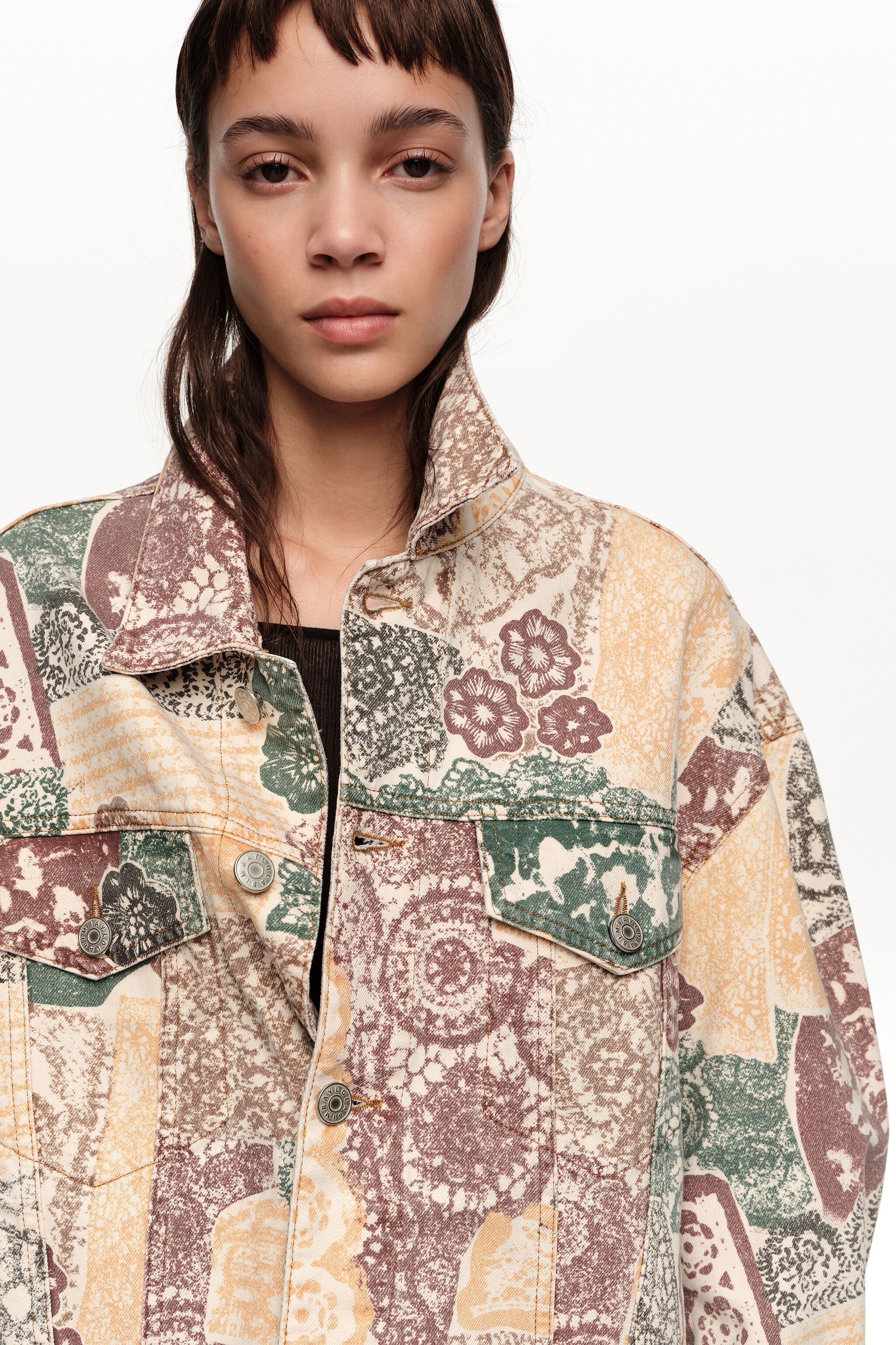 Ivory Lace oversize denim jacket