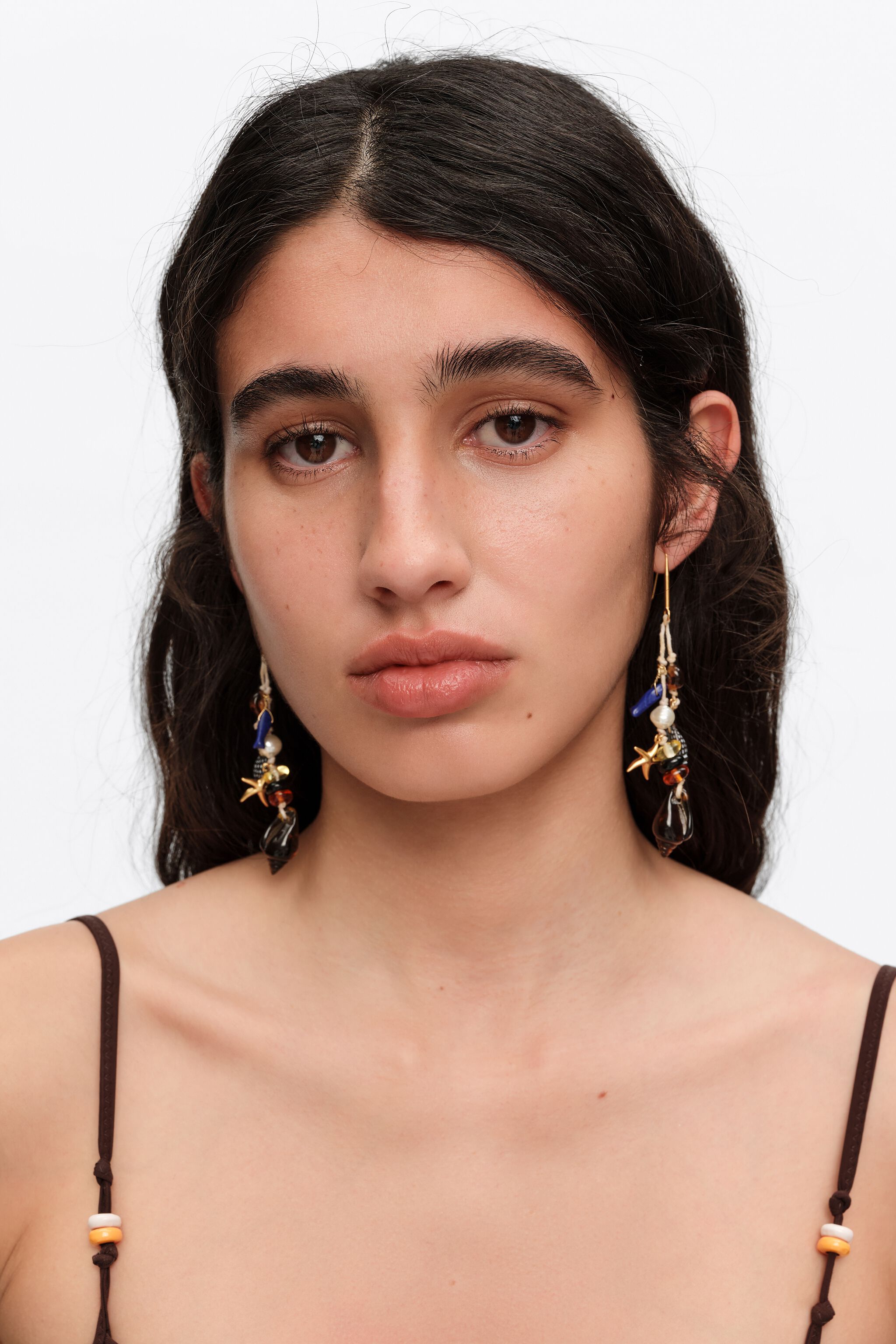 Amber starfish and seashell earrings