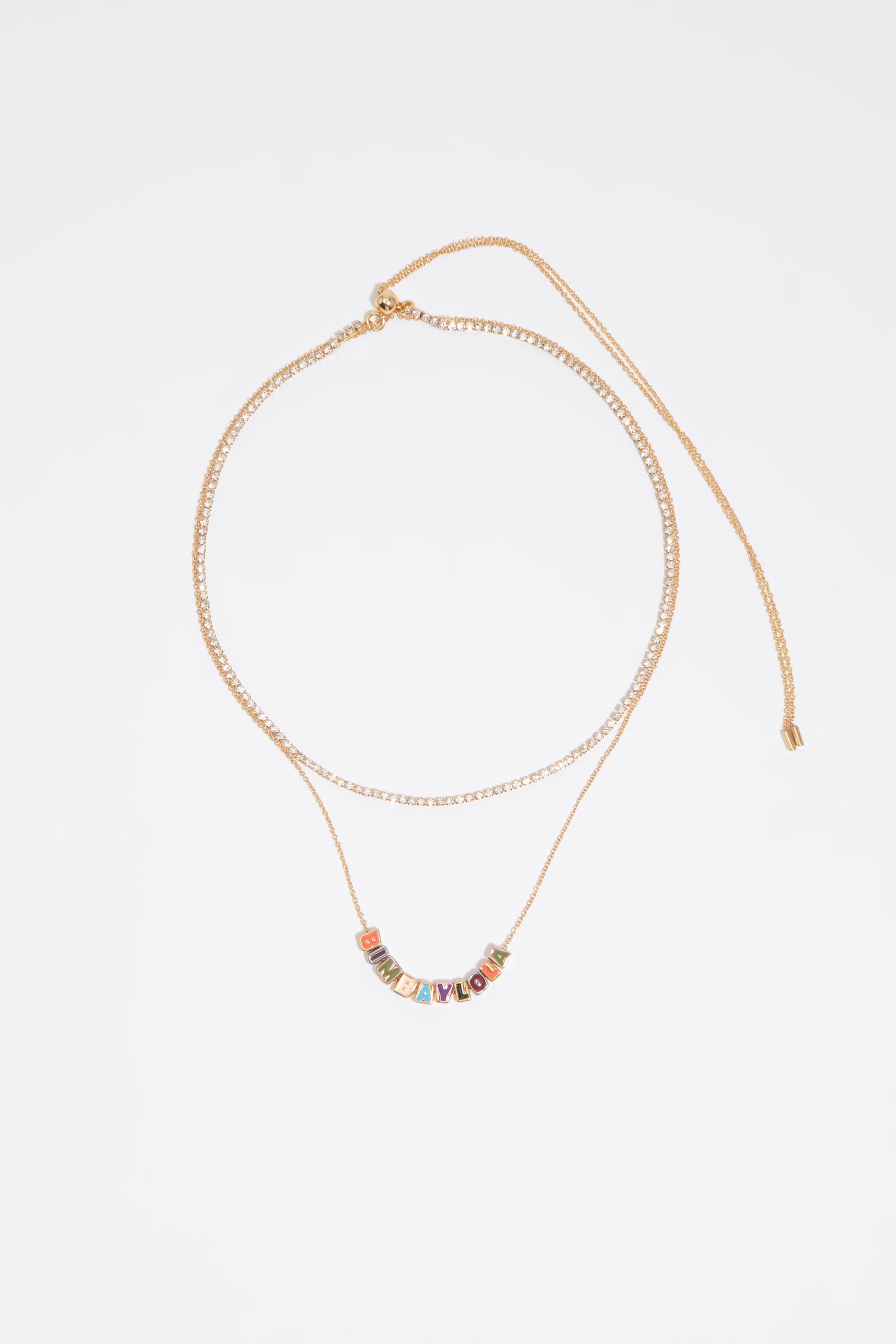 Multicolor dice logo double necklace