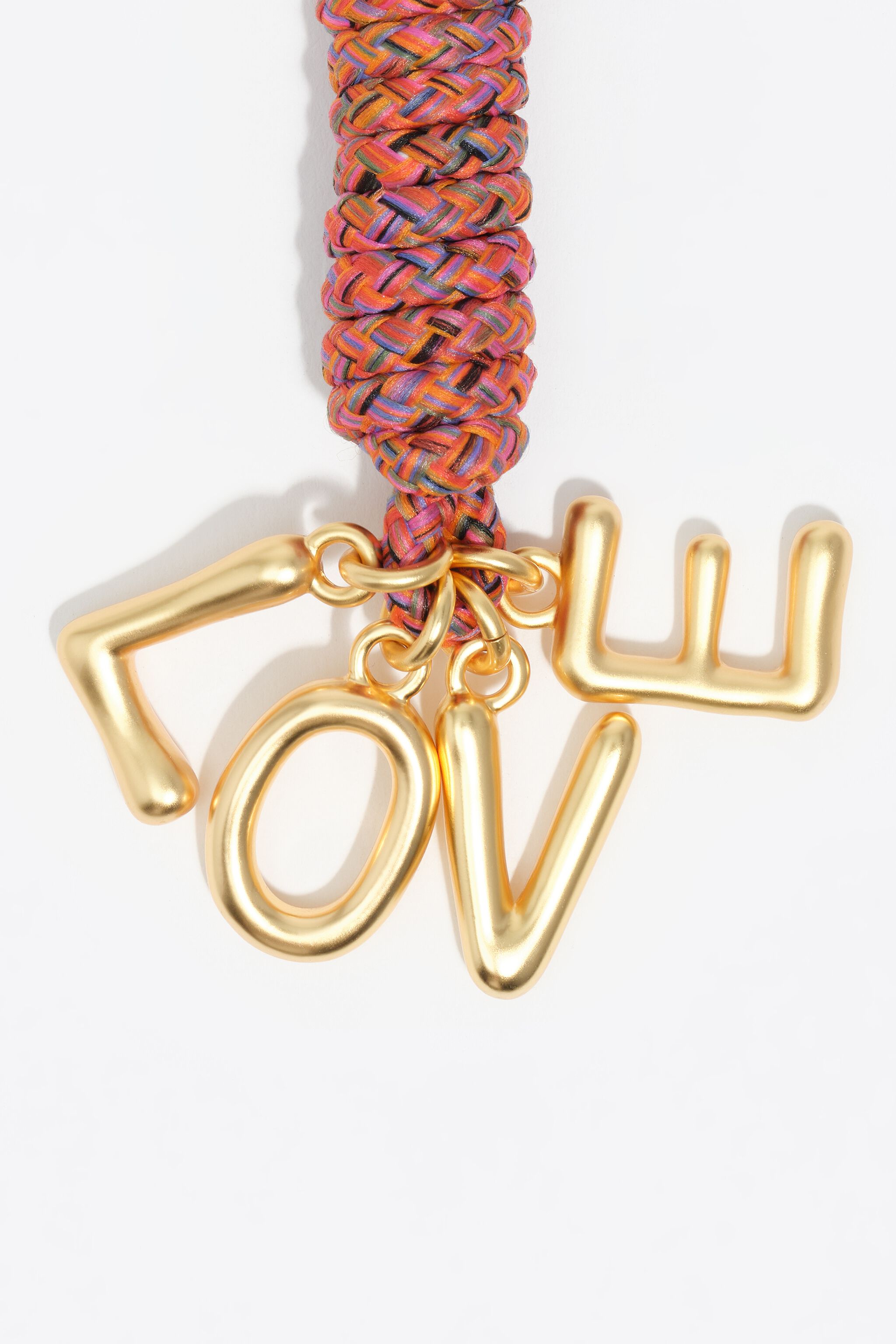 Pink knotted rope key ring