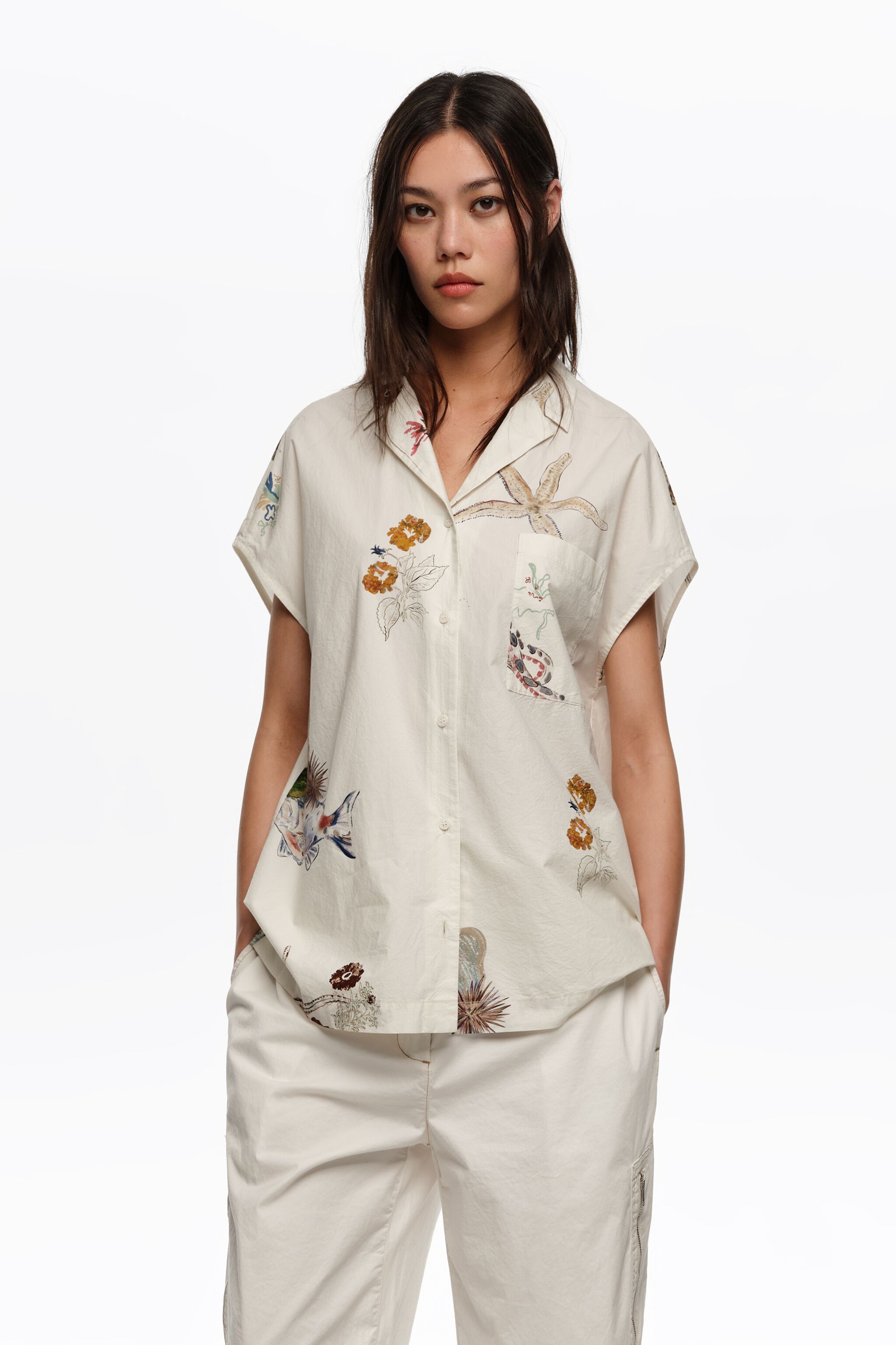 Off-white Seabed cotton cape shirt