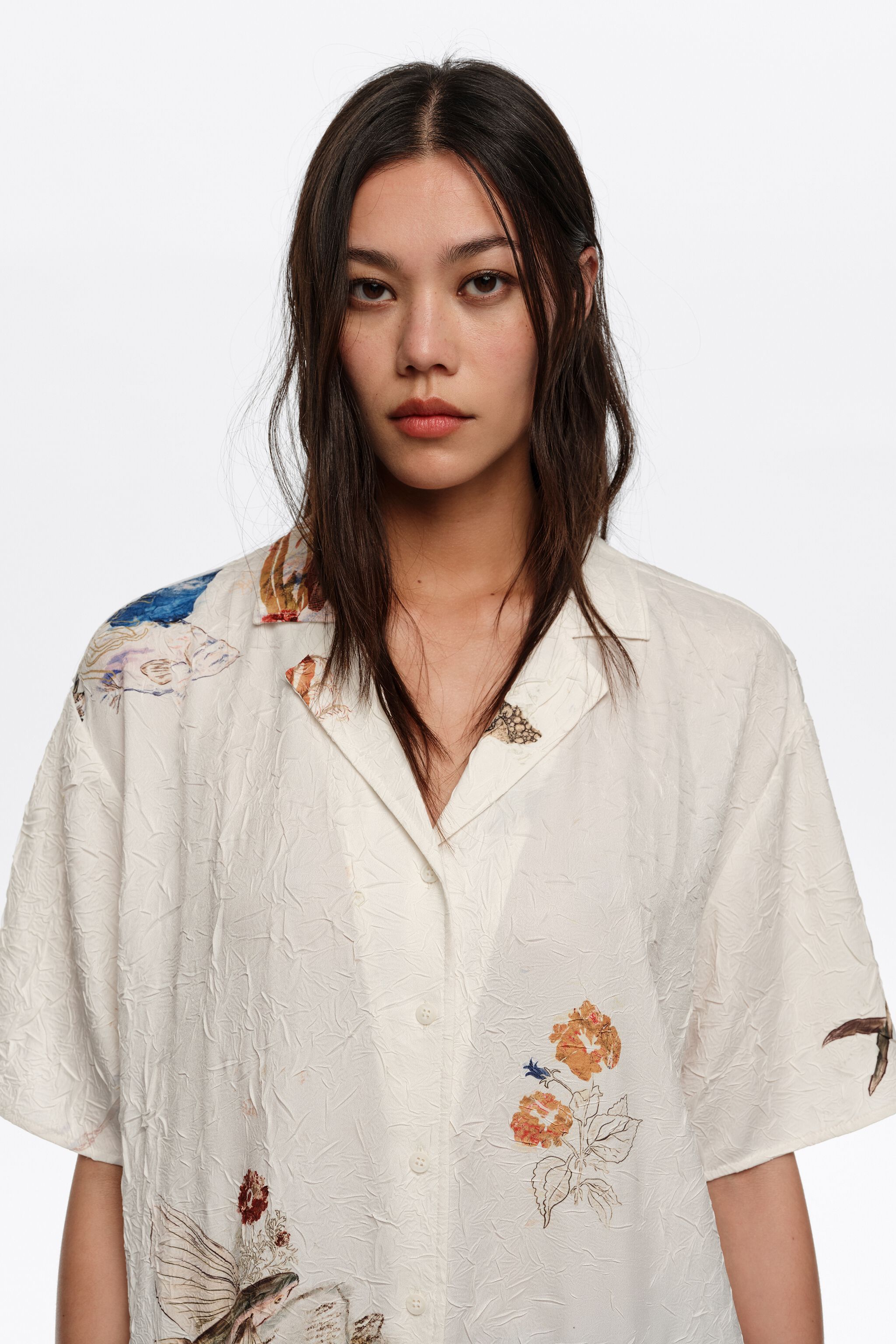 Off-white Seabed wrinkled fabric shirt dress