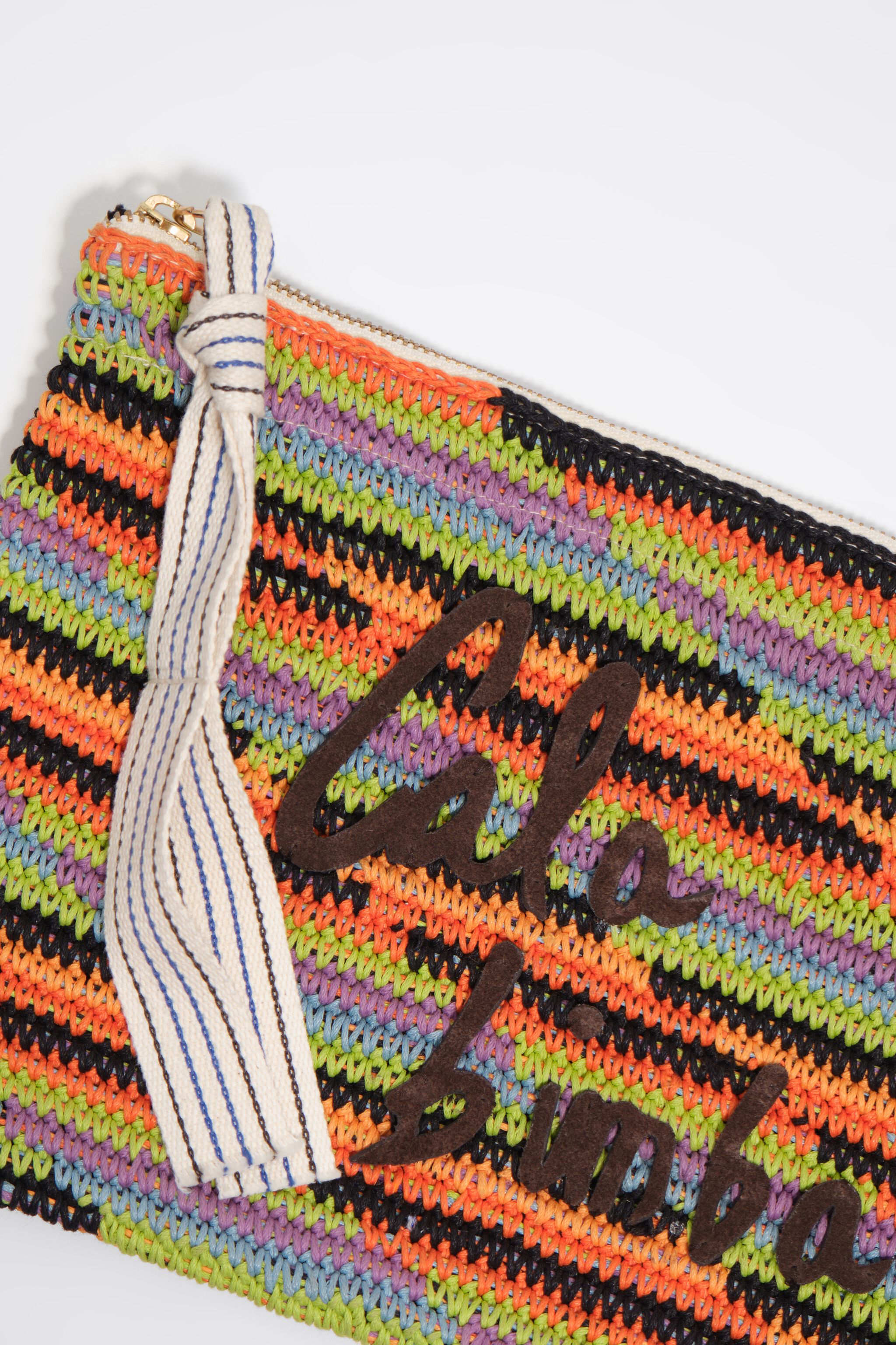 Large orange plaited cotton handbag