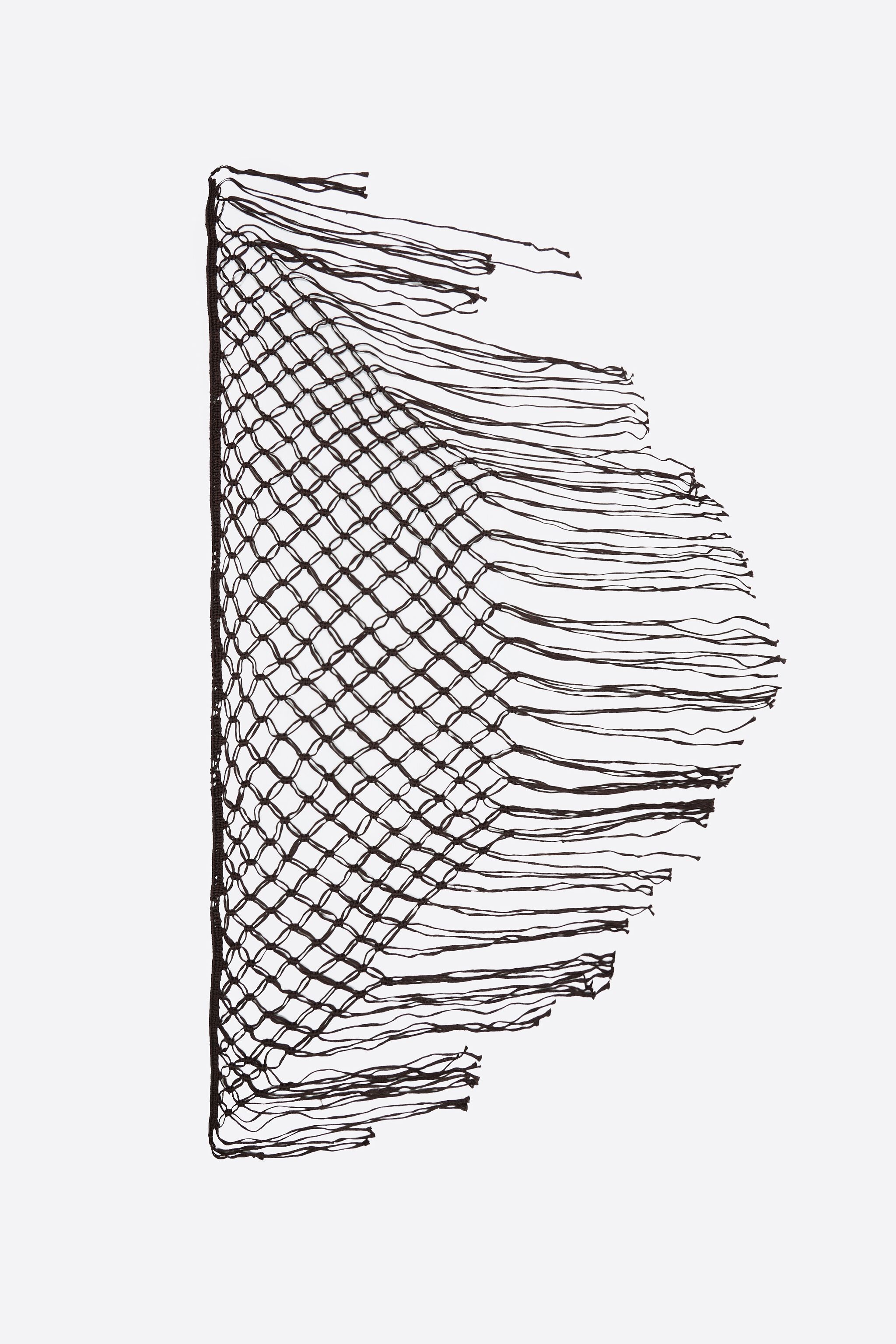 Brown fringed plaited shawl