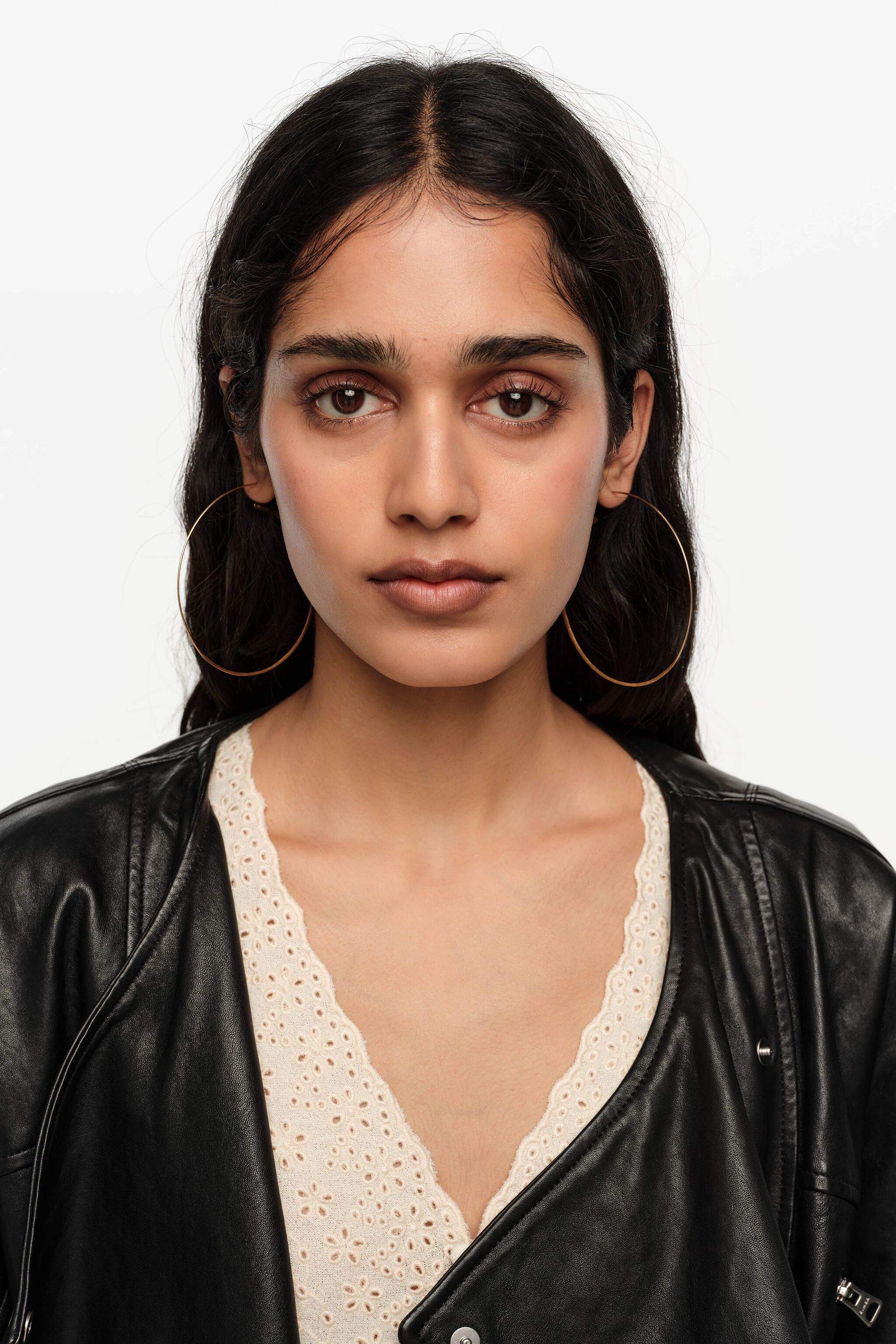Large aged gold textured hoop earrings
