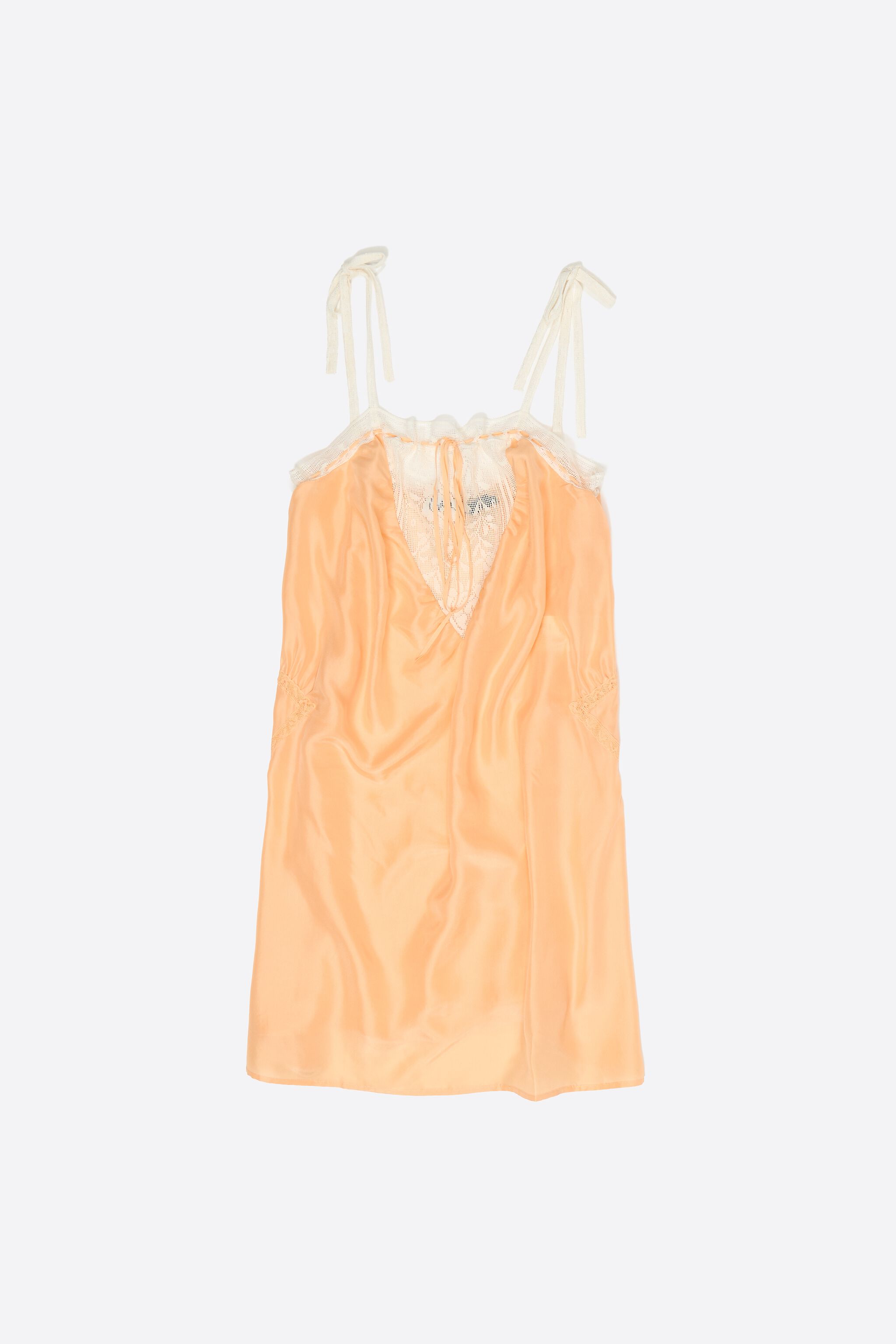 Short orange silk strappy dress